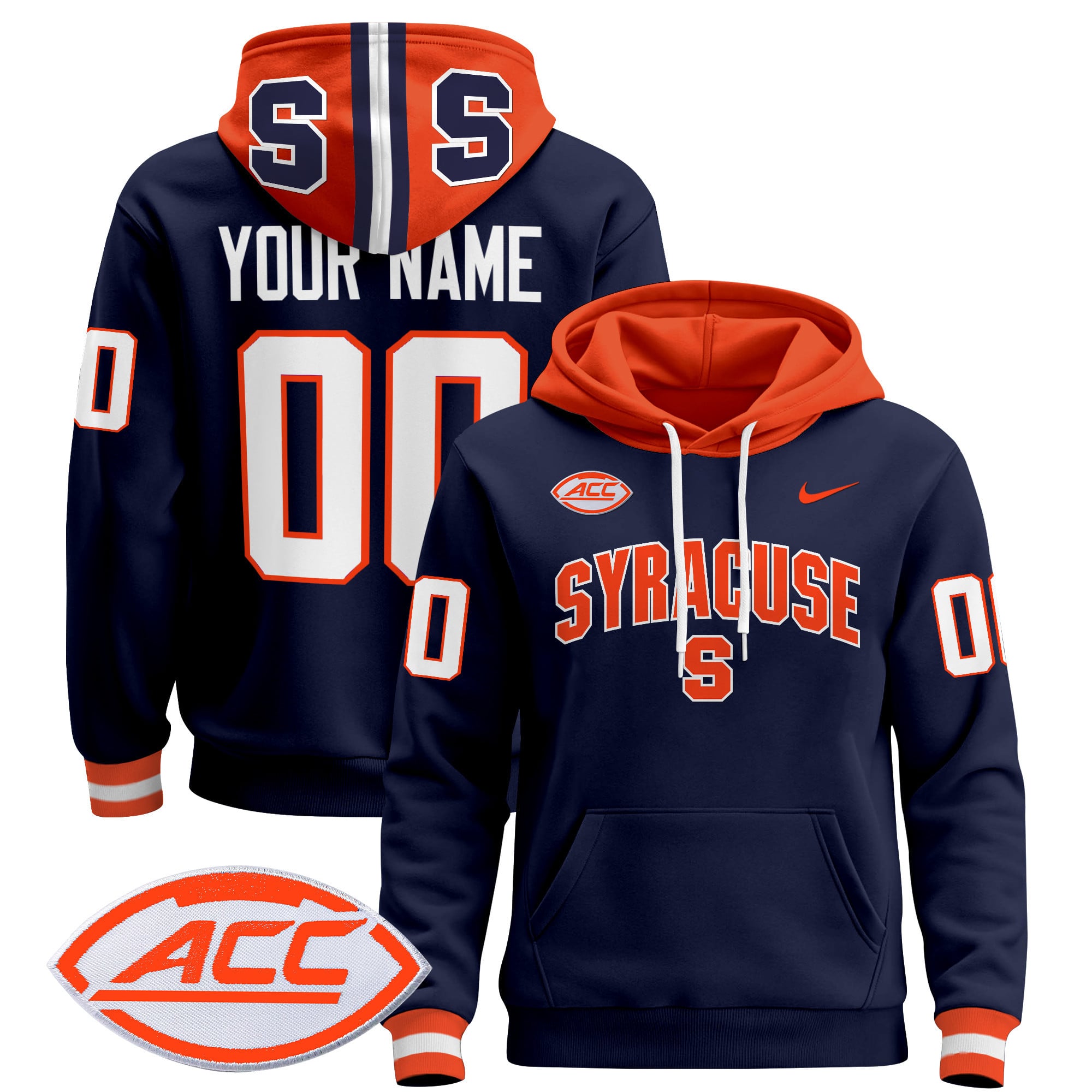 Nike Syracuse Orange Hoodie - Navy & Orange Pullover