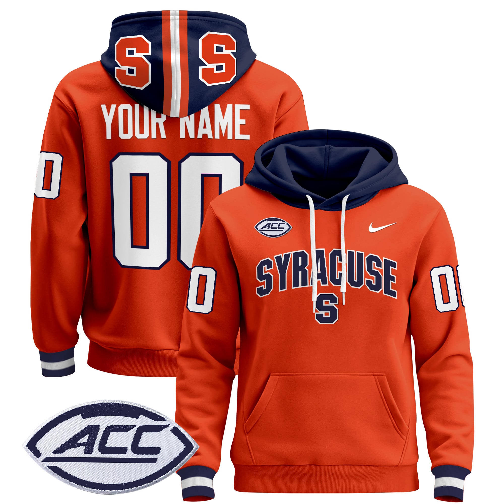 Alternative view of Nike Syracuse Orange Hoodie - Navy & Orange Pullover