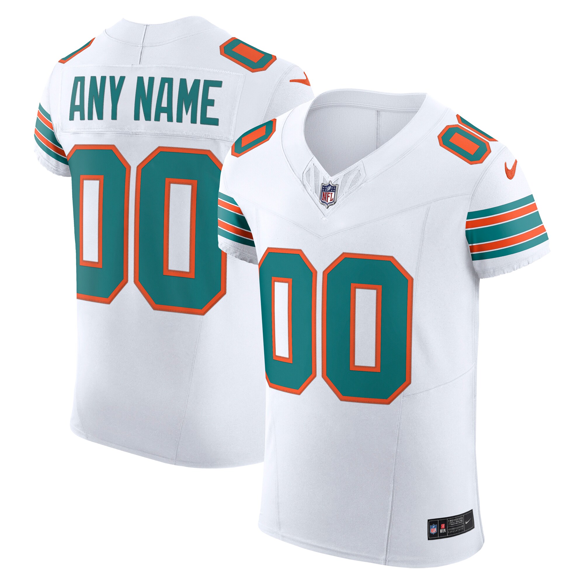 Alternative view of nike teal Dolphins White Custom Jersey - Nike Dolphins White Custom