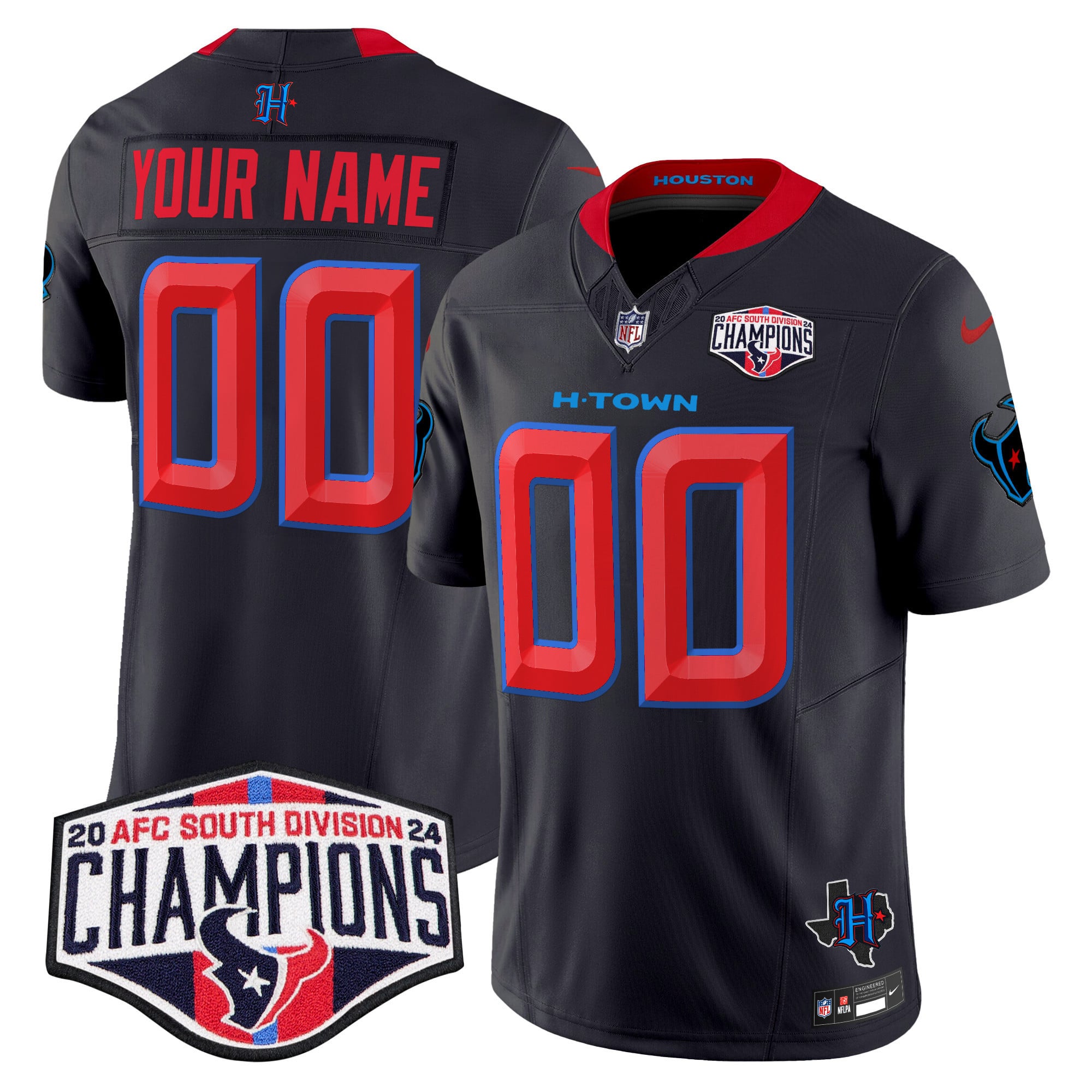 Alternative view of nike Texans Light Blue Jersey - Nike Houston Texans Light Blue Custom