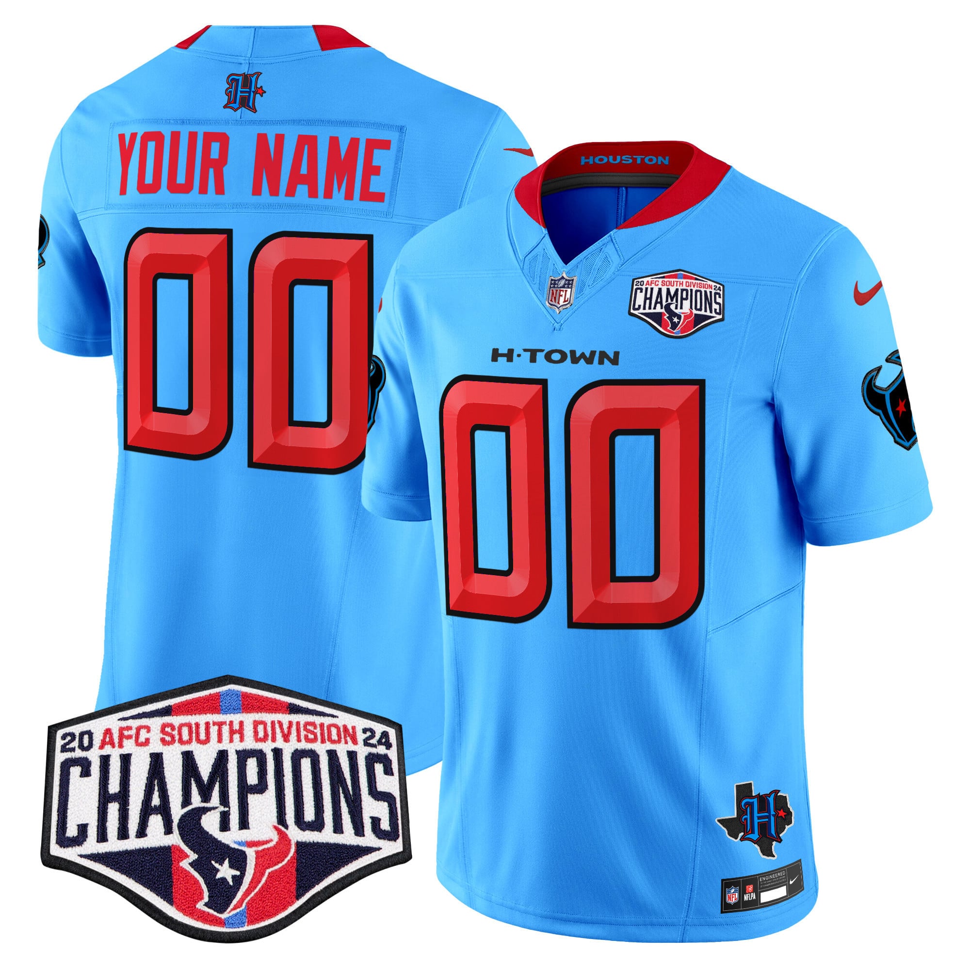nike Texans Light Blue Jersey - Nike Houston Texans Light Blue Custom