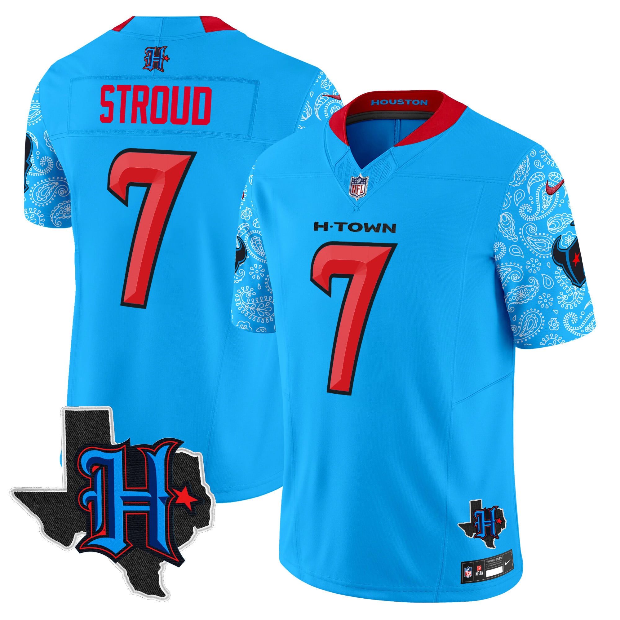 nike Texans Stroud Light Blue Jersey - Nike Texans Stroud #7 Light