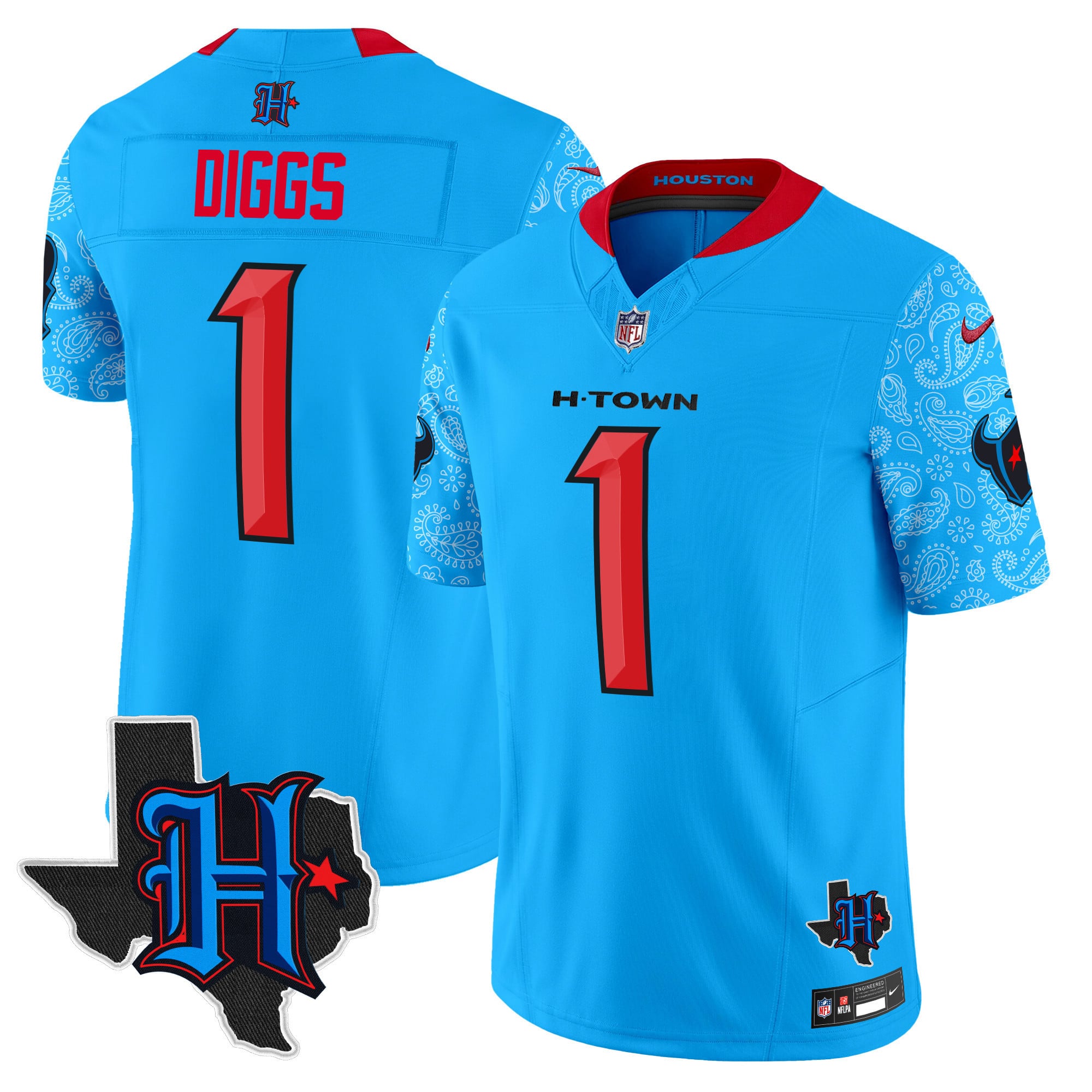 Alternative view of nike Texans Stroud Light Blue Jersey - Nike Texans Stroud #7 Light