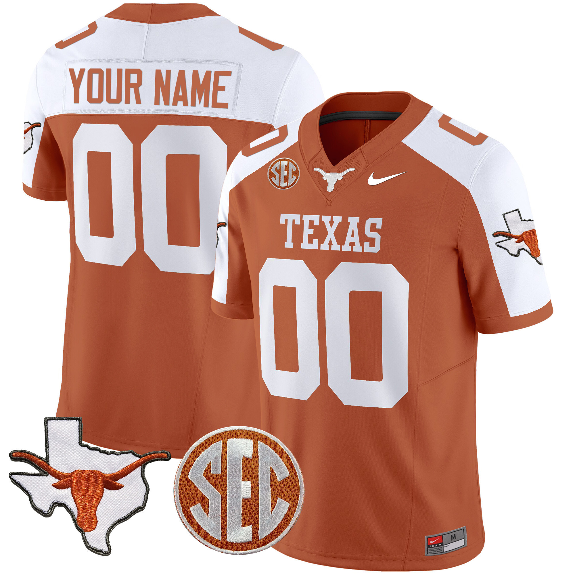 Alternative view of nike Texas Longhorns Custom Jersey - Nike Texas Longhorns Black Custom