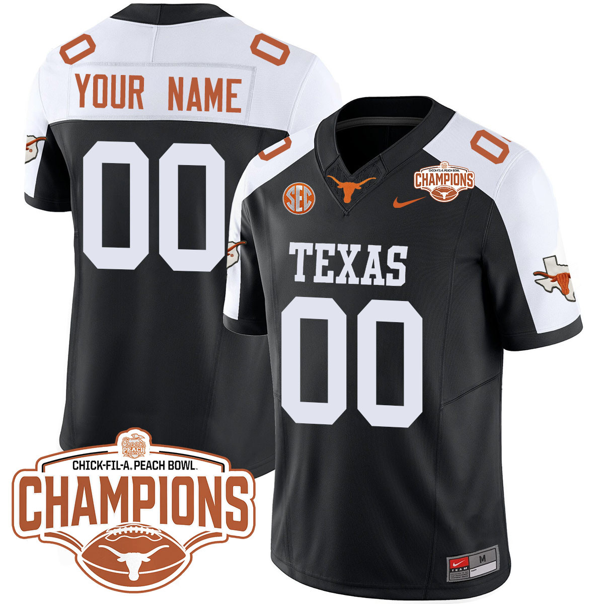 Alternative view of nike Texas Longhorns Orange Jersey - Nike Texas Longhorns #00 Burnt