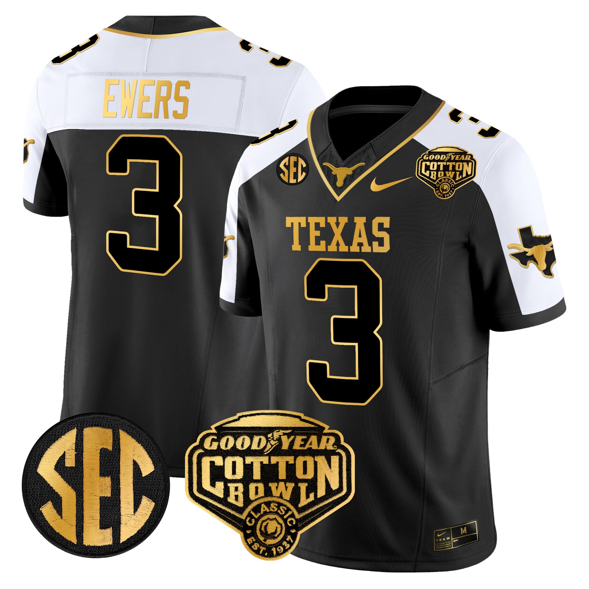 Alternative view of Nike Texas Manning #16 Jersey - Cotton Bowl Black & Gold