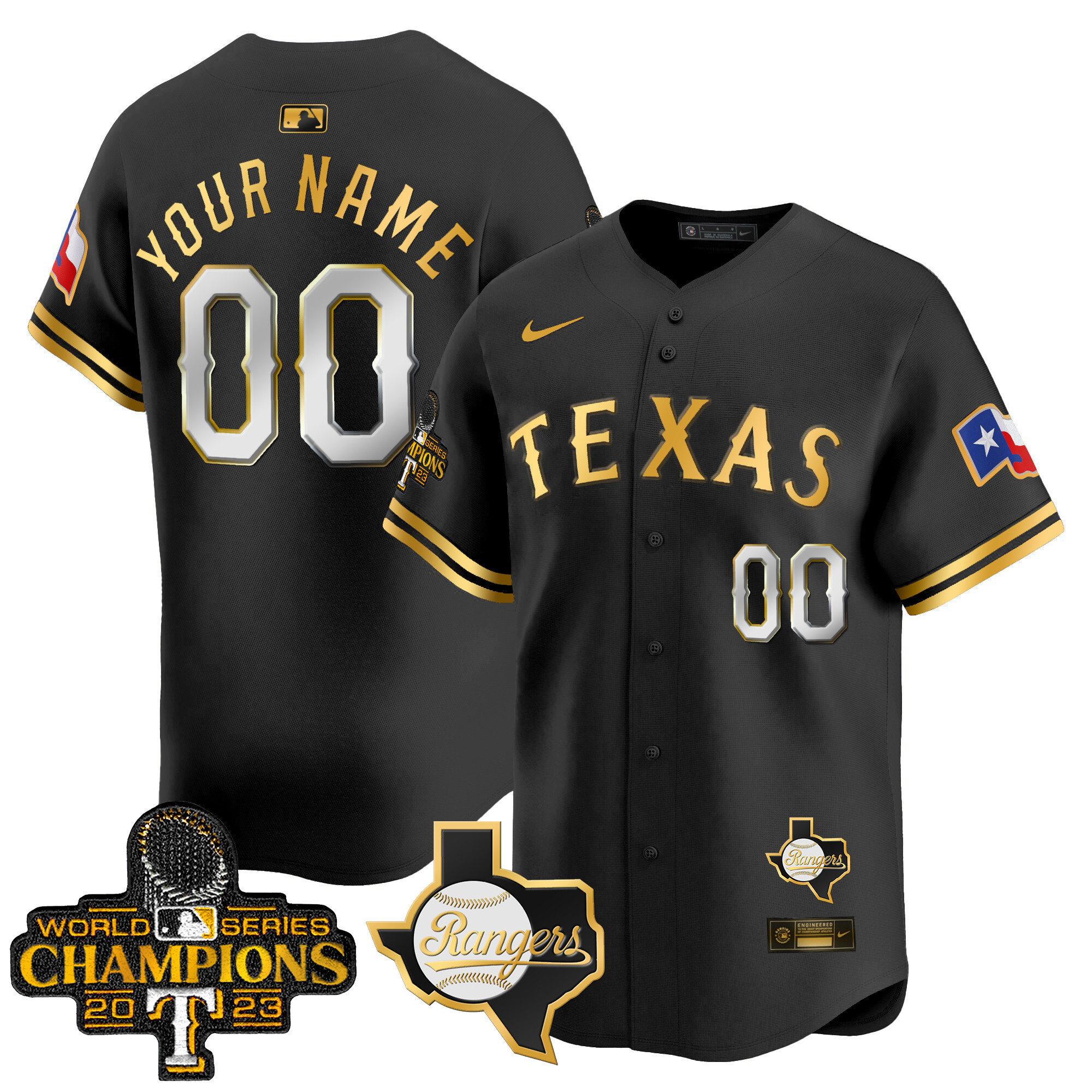Nike Texas Rangers Black Jersey - World Series Champions