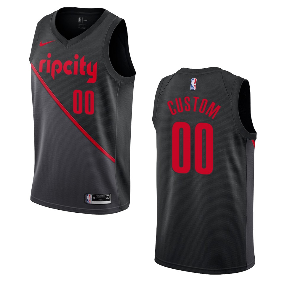 nike Trail Blazers Black Rip City Jersey - Nike Trail Blazers Custom