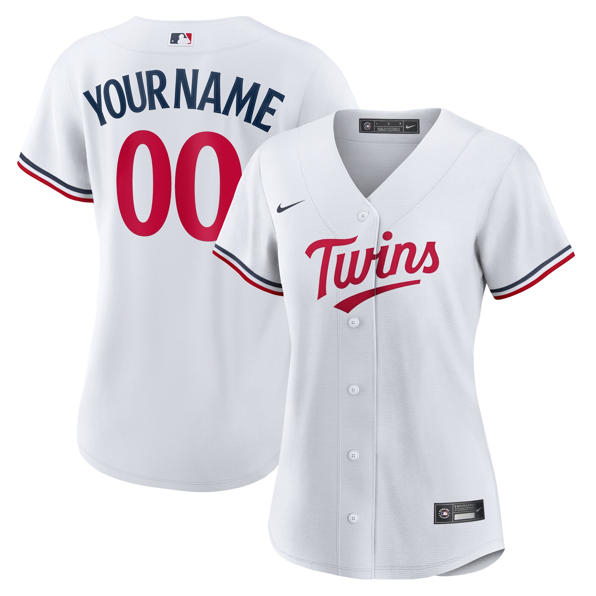 Alternative view of Nike Twins White Custom Jersey - Women’s MLB Authentic