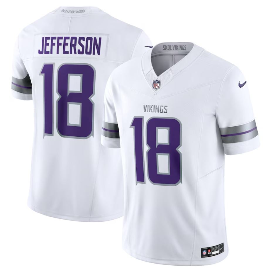 nike Vikings Jefferson White Jersey - Nike Vikings Jefferson #18 White