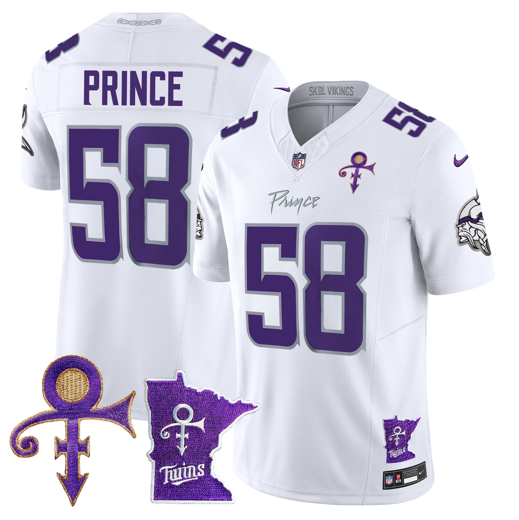 Alternative view of Nike Vikings Prince Jersey - White Purple Edition