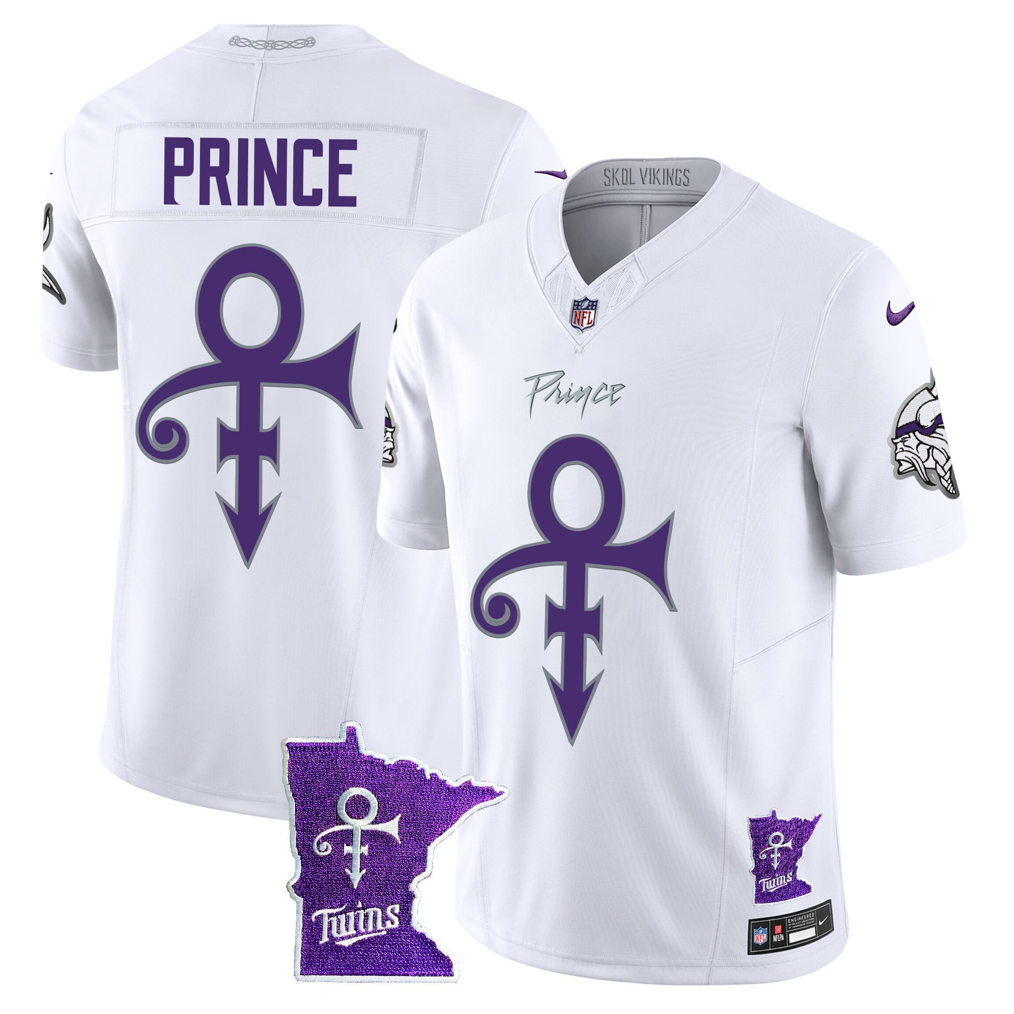 Nike Vikings Prince Jersey - White Purple Edition