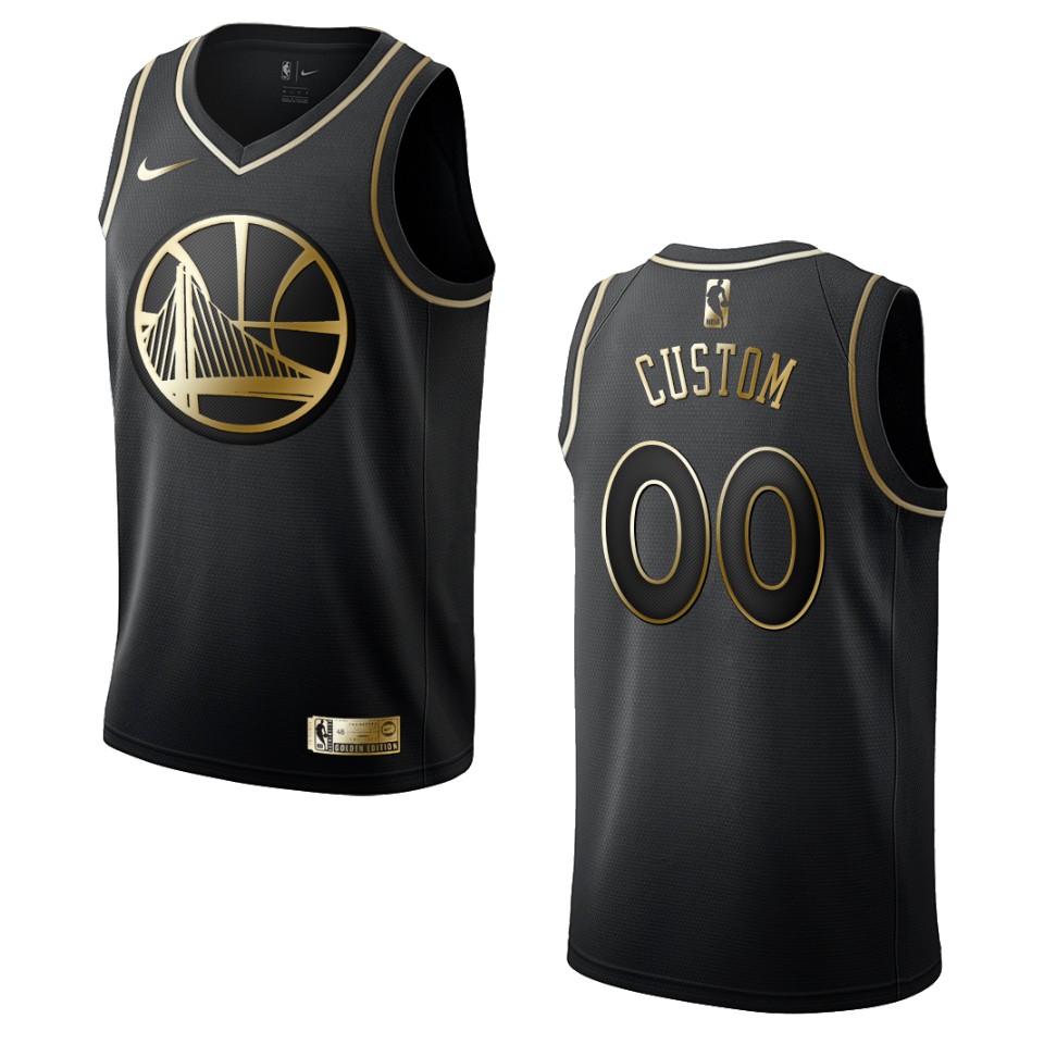 Nike Warriors Black Custom Jersey - Golden Edition
