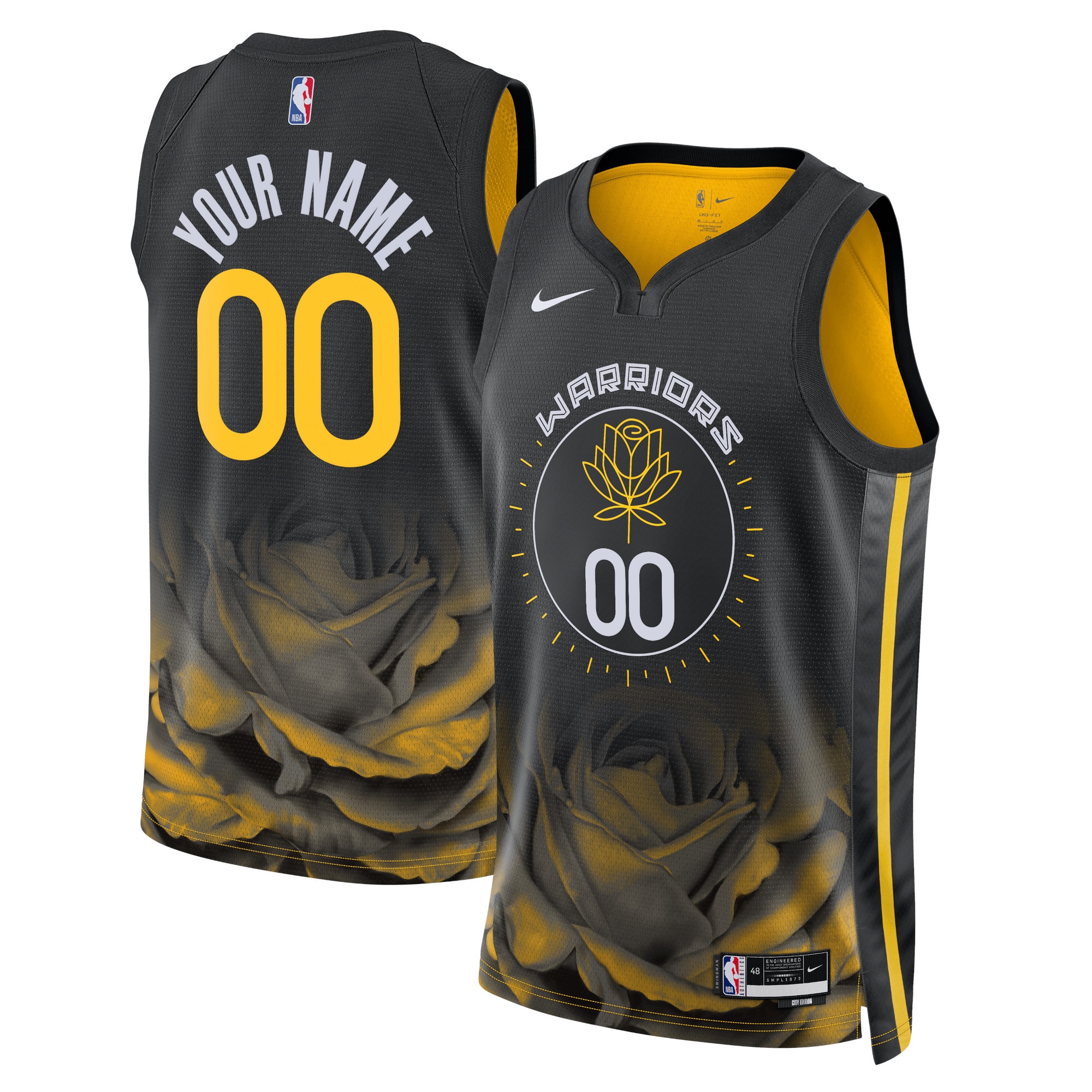 Nike Warriors Black Floral Jersey - Custom City Edition