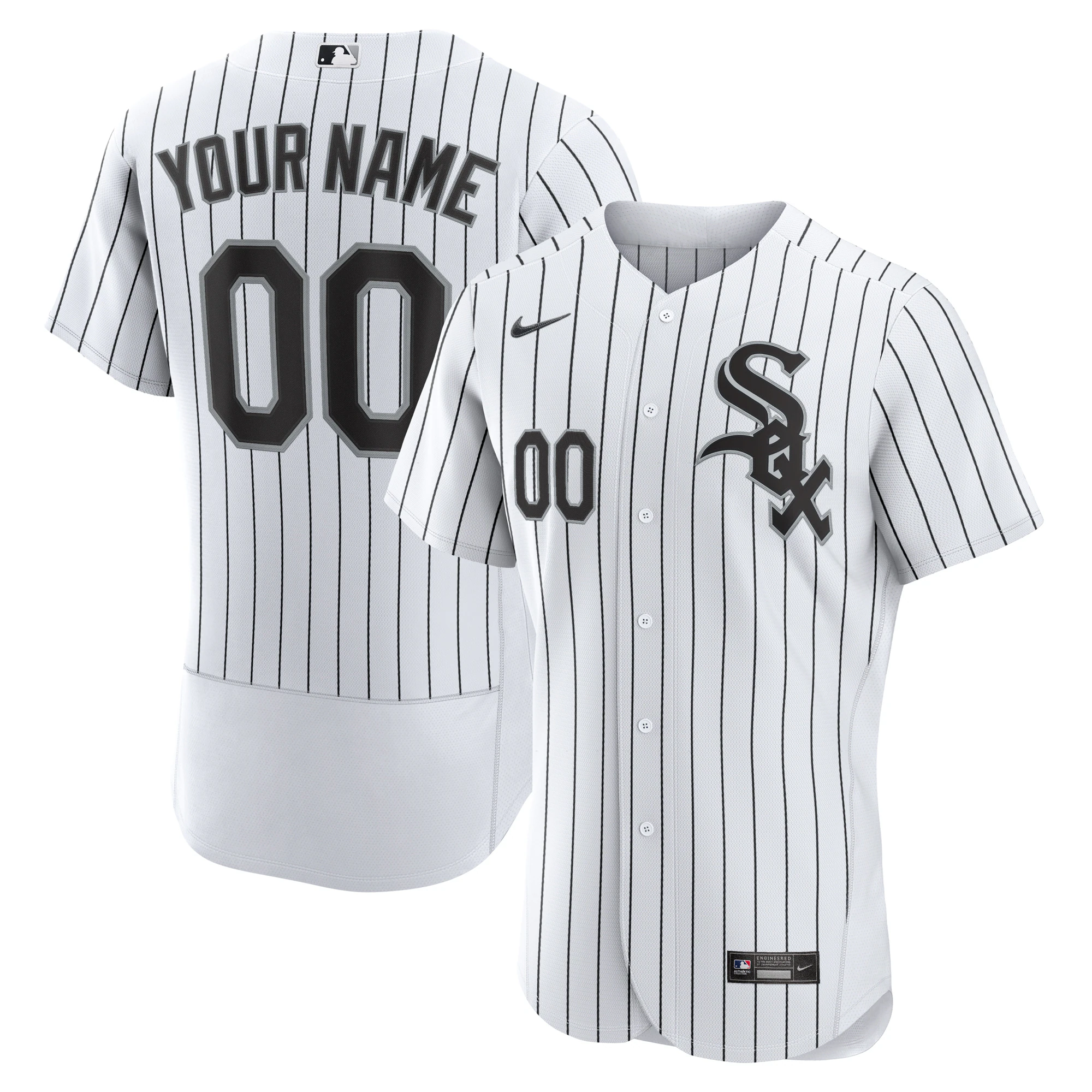 Alternative view of Nike White Sox Custom Pinstripe Jersey - Personalized MLB