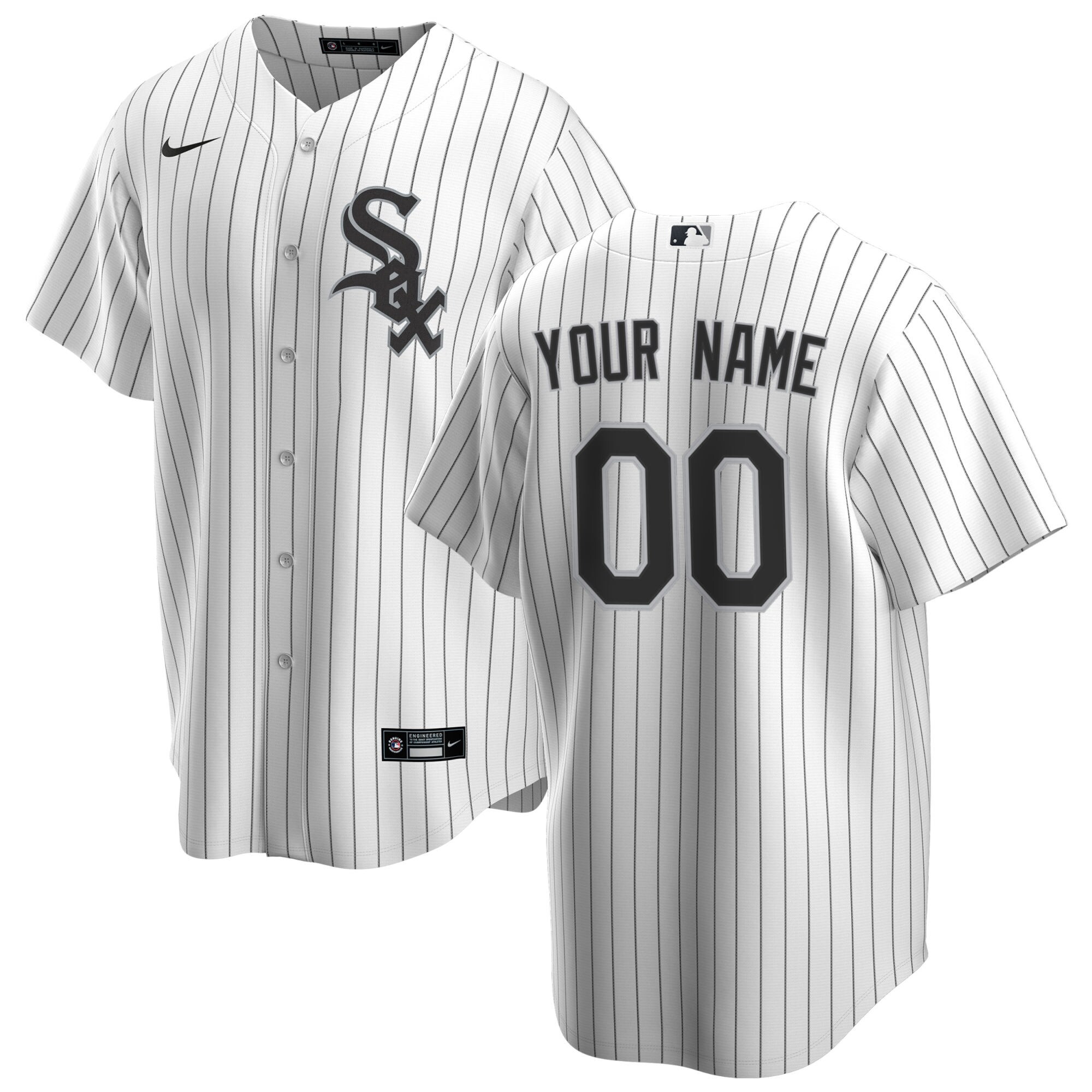 Alternative view of Nike White Sox Custom Pinstripe Jersey - Personalized Style