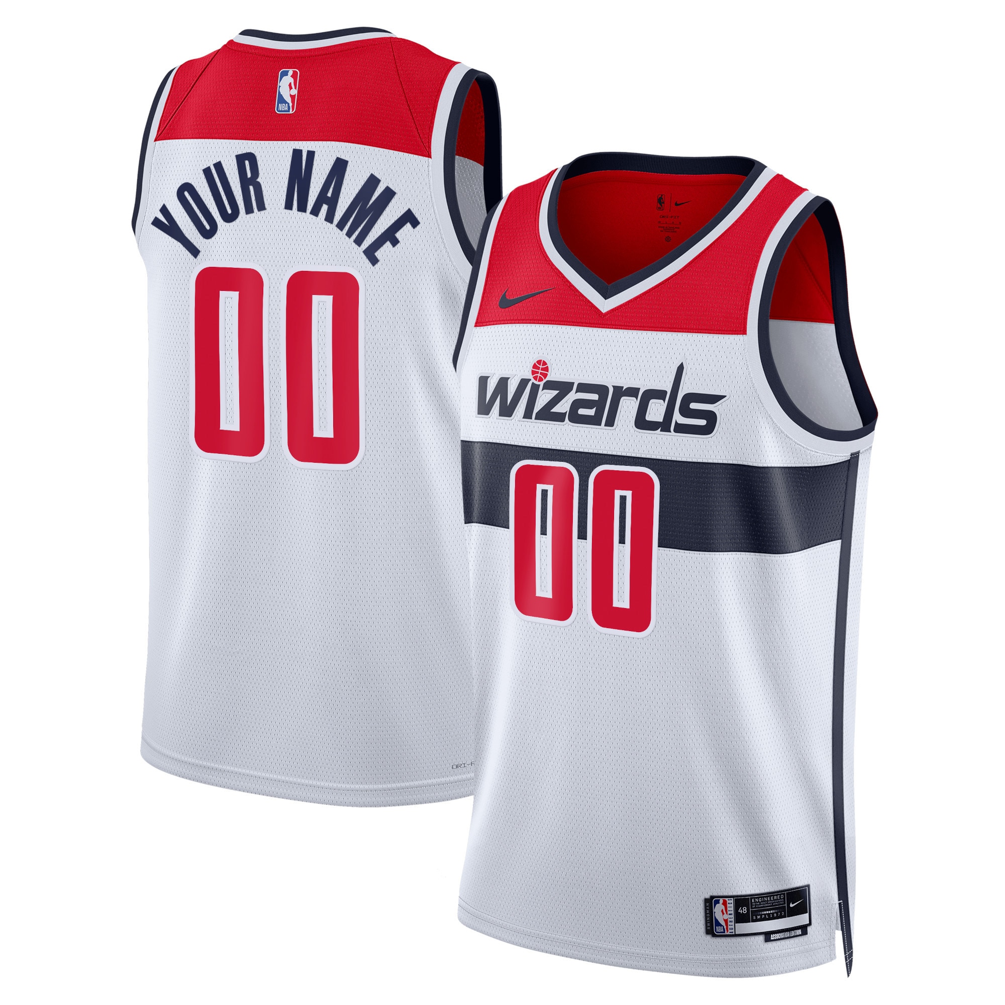 Alternative view of Nike Wizards White Jersey - Association Edition - Custom Name