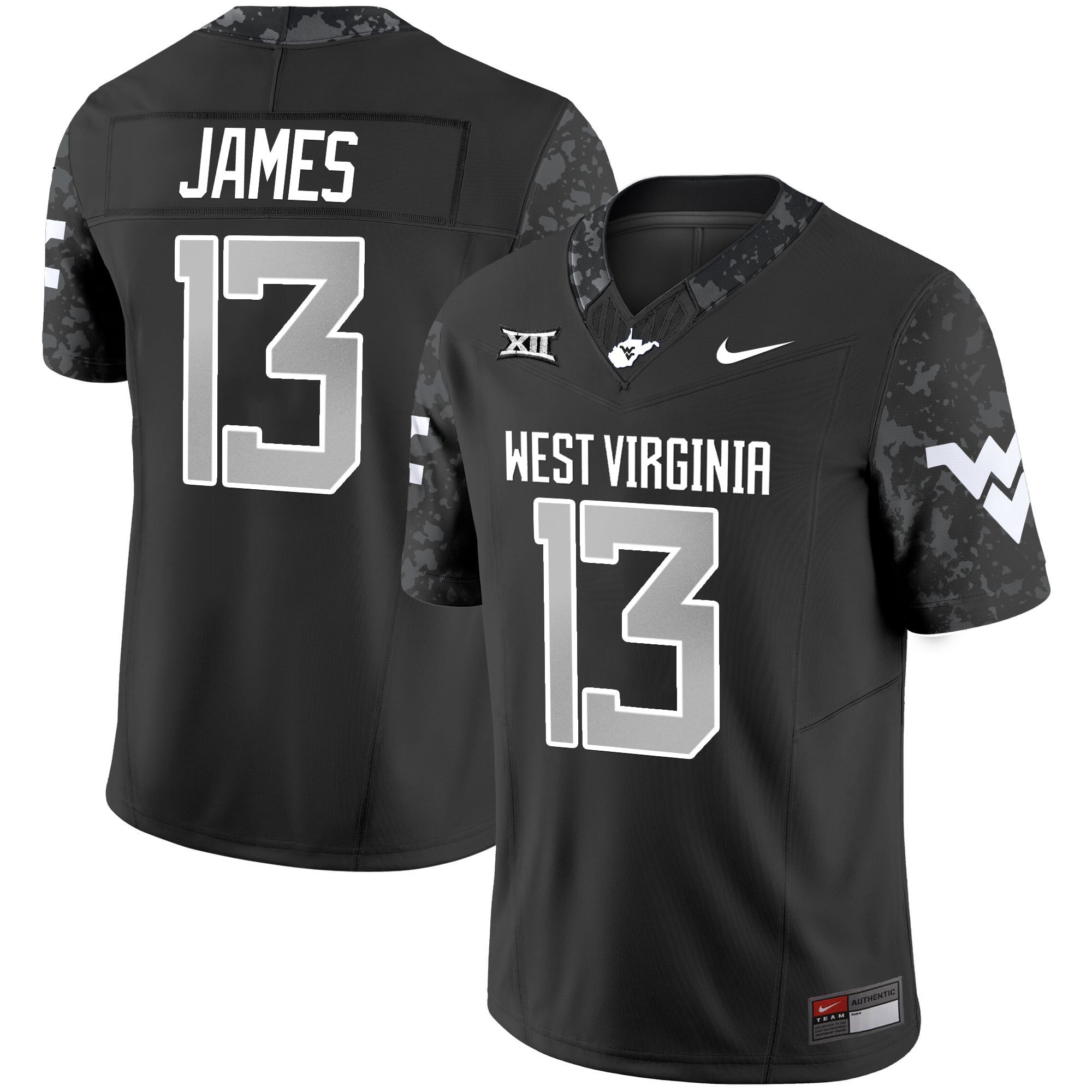 Alternative view of Nike WVU #6 Jersey Black - Nike West Virginia #6 Jersey - Black