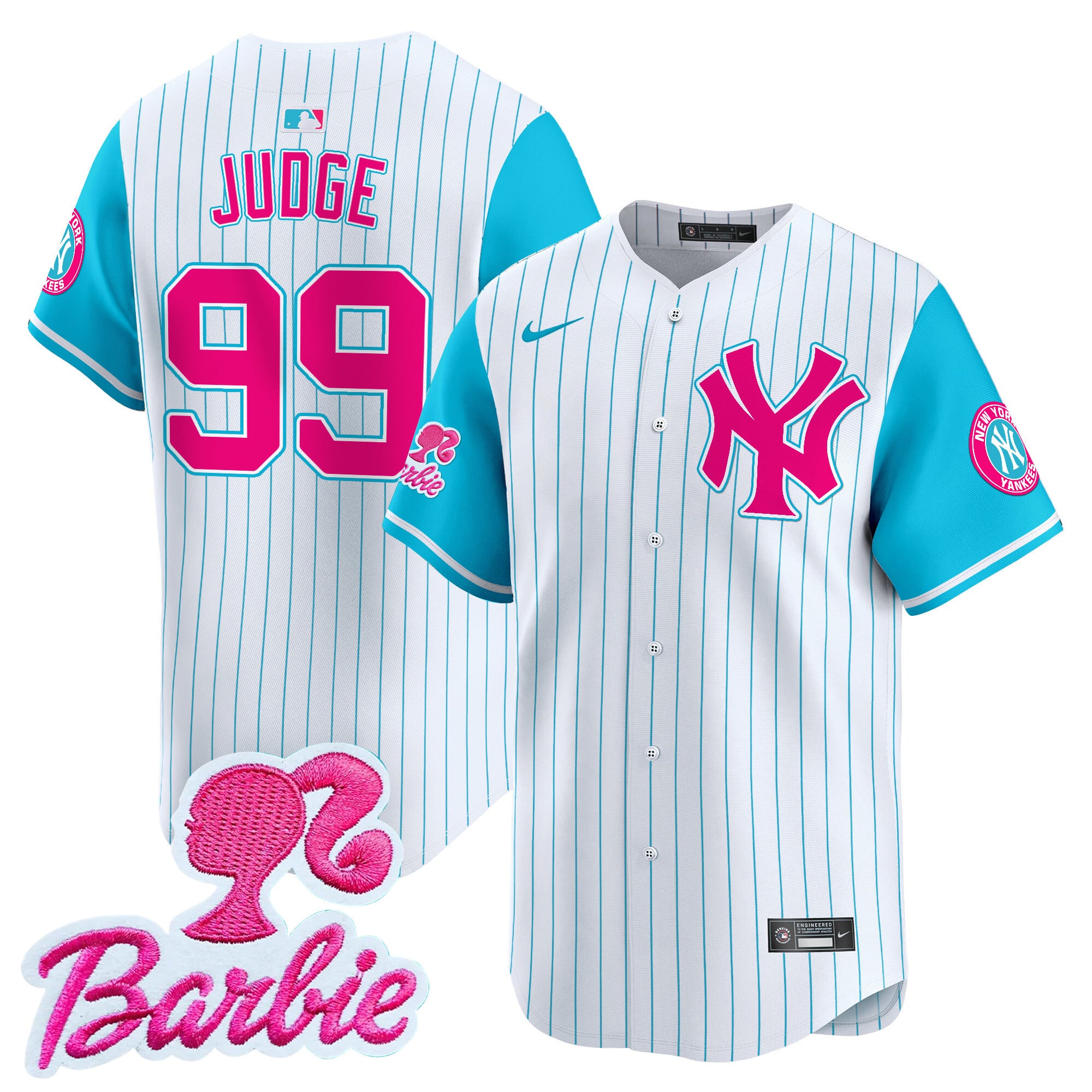 Alternative view of Nike Yankees Barbie Jersey - Pink & Blue Edition