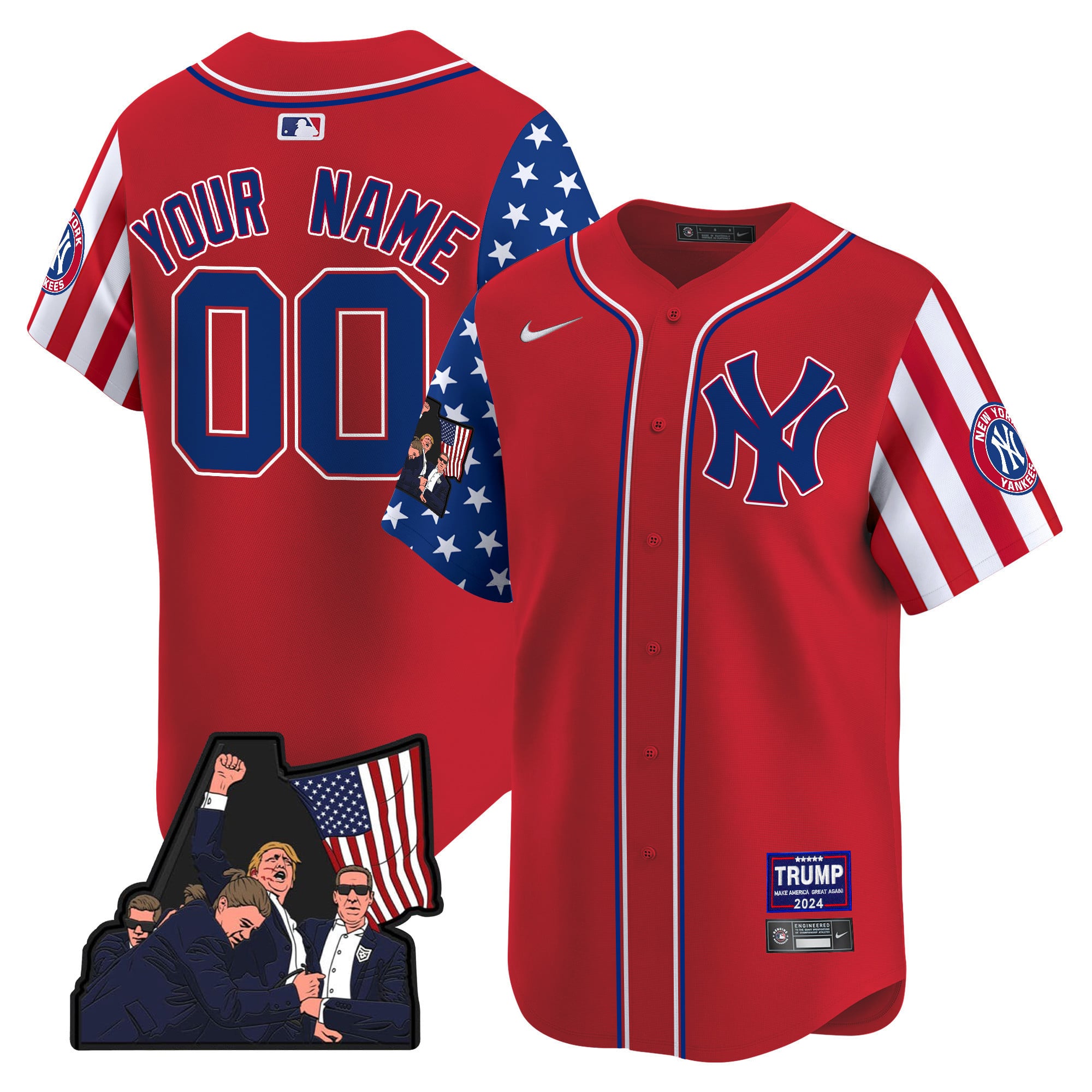 Alternative view of Nike Yankees Trump 2024 Jersey - Patriotic Baseball