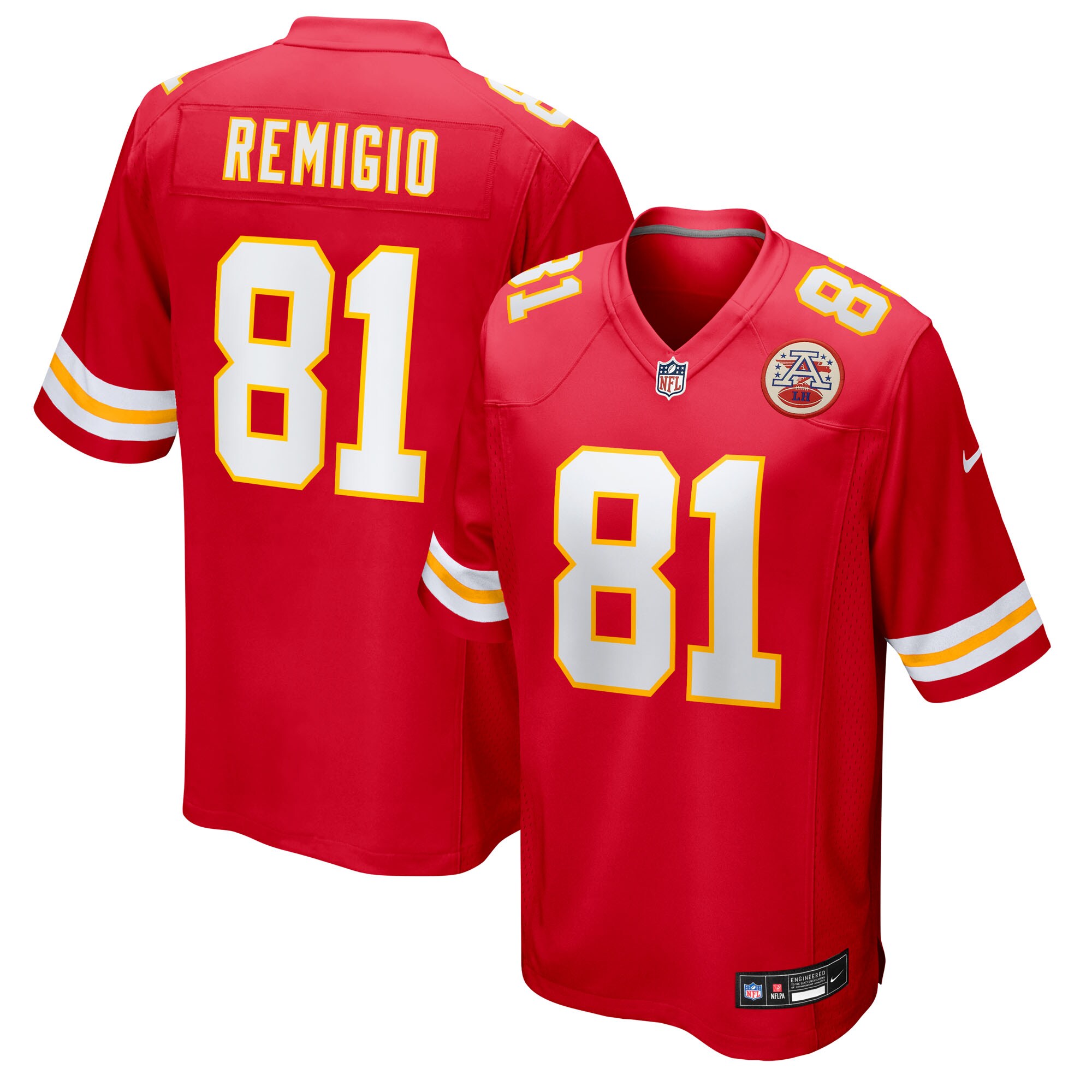 Nikko Remigio Kansas City Chiefs Team Game Jersey - Red