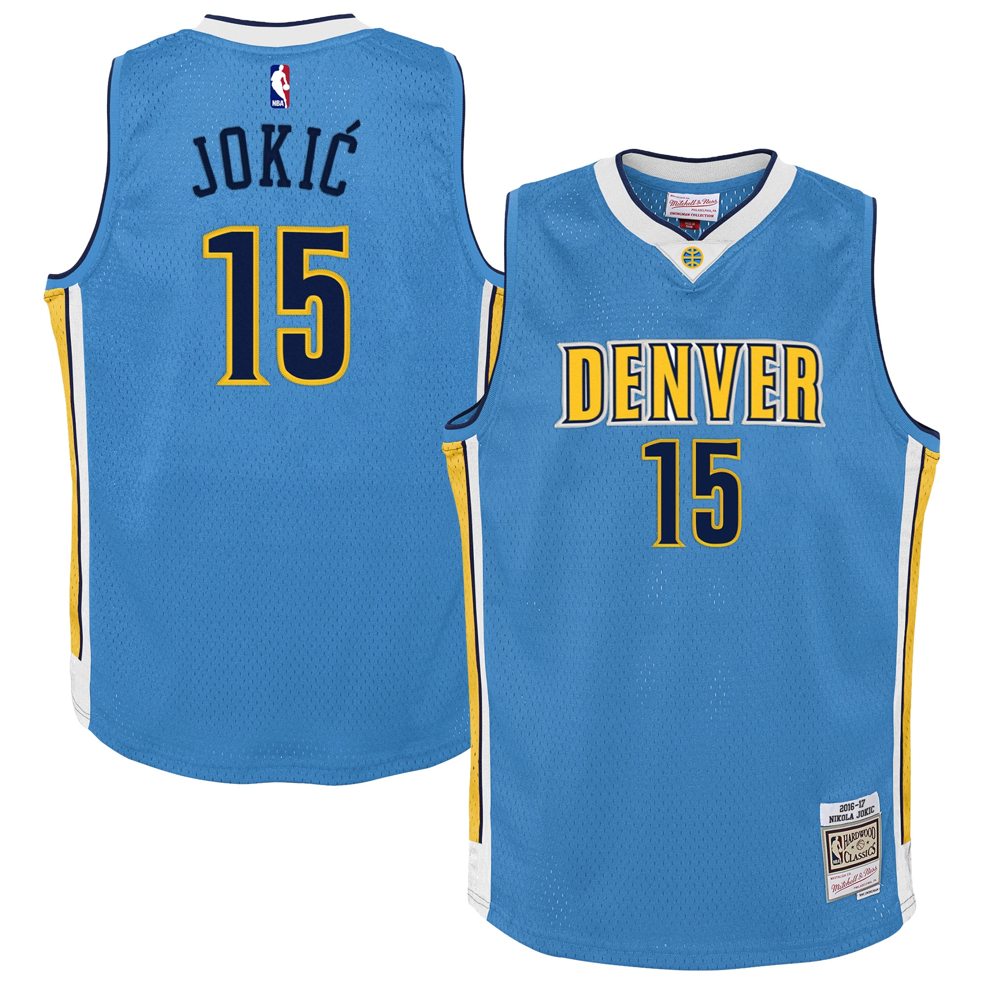 Nikola Jokic Denver Nuggets Youth 2016/17 Hardwood Classics Swingman Jersey - Light Blue