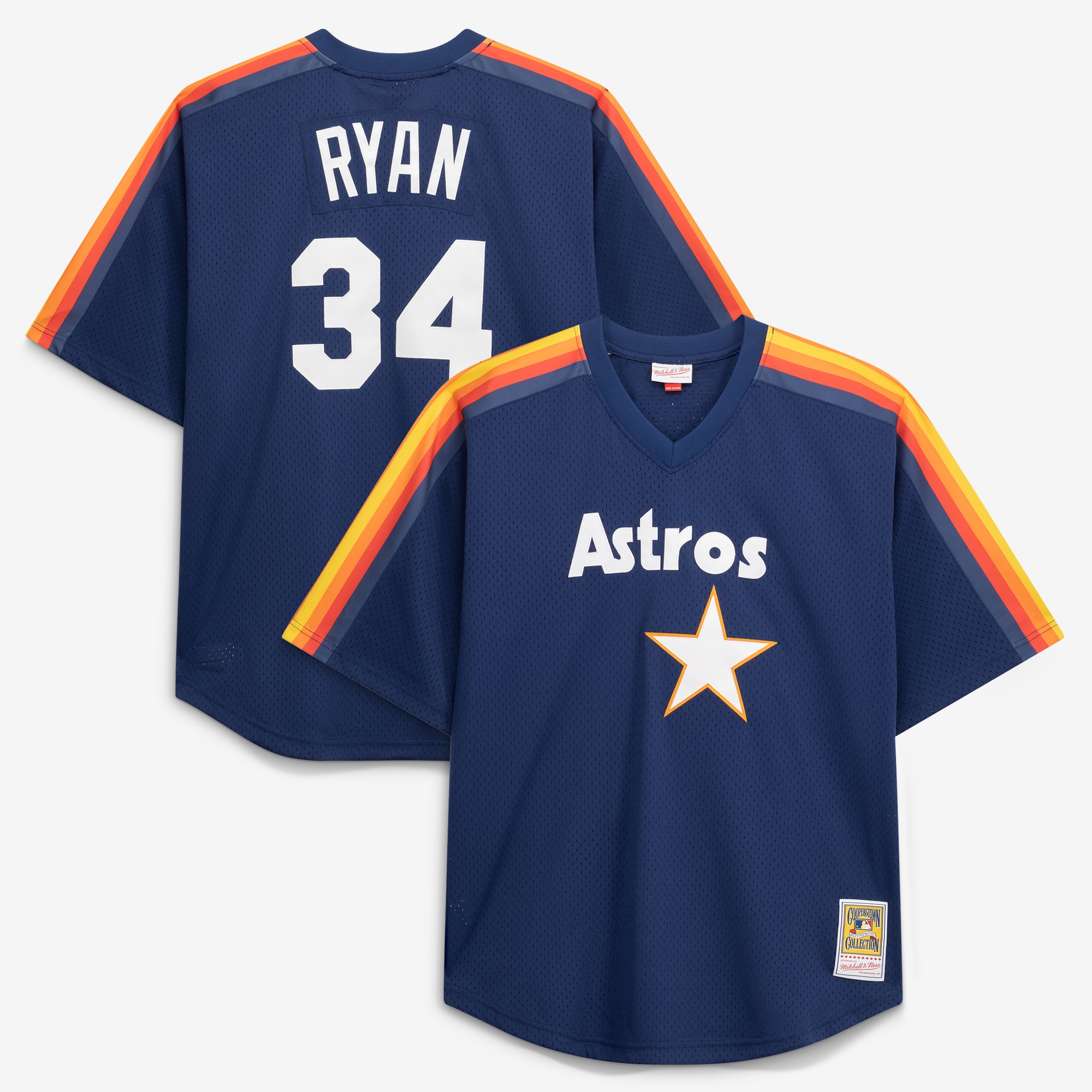 Nolan Ryan Houston Astros Cooperstown Collection Big & Tall Mesh Batting Practice Jersey - Navy