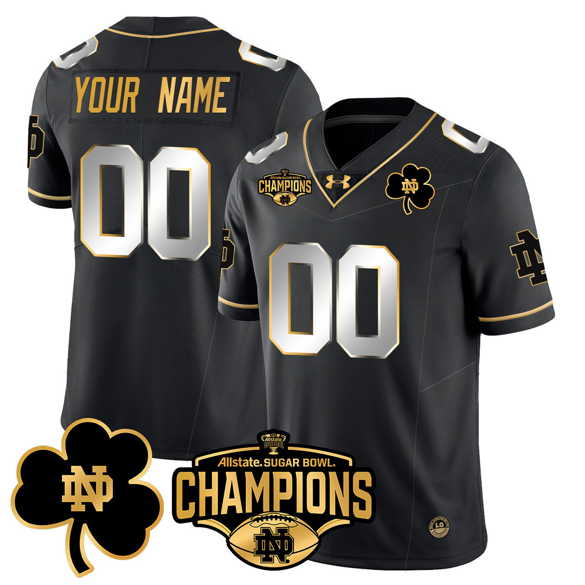 Notre Dame Black Jersey - Under Armour - Sugar Bowl Champions