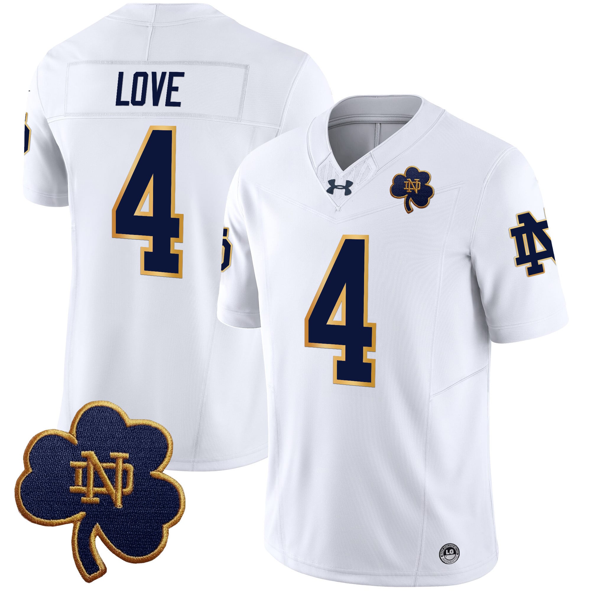 Notre Dame Love #4 Jersey - Under Armour Notre Dame Love #4 White