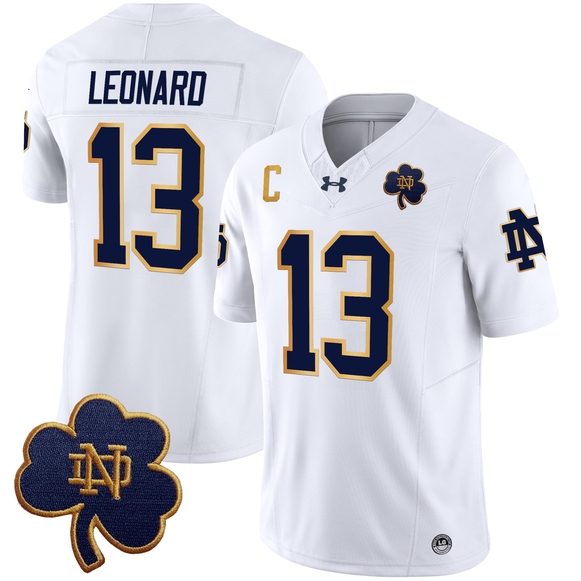 Alternative view of Notre Dame Love #4 Jersey - Under Armour Notre Dame Love #4 White