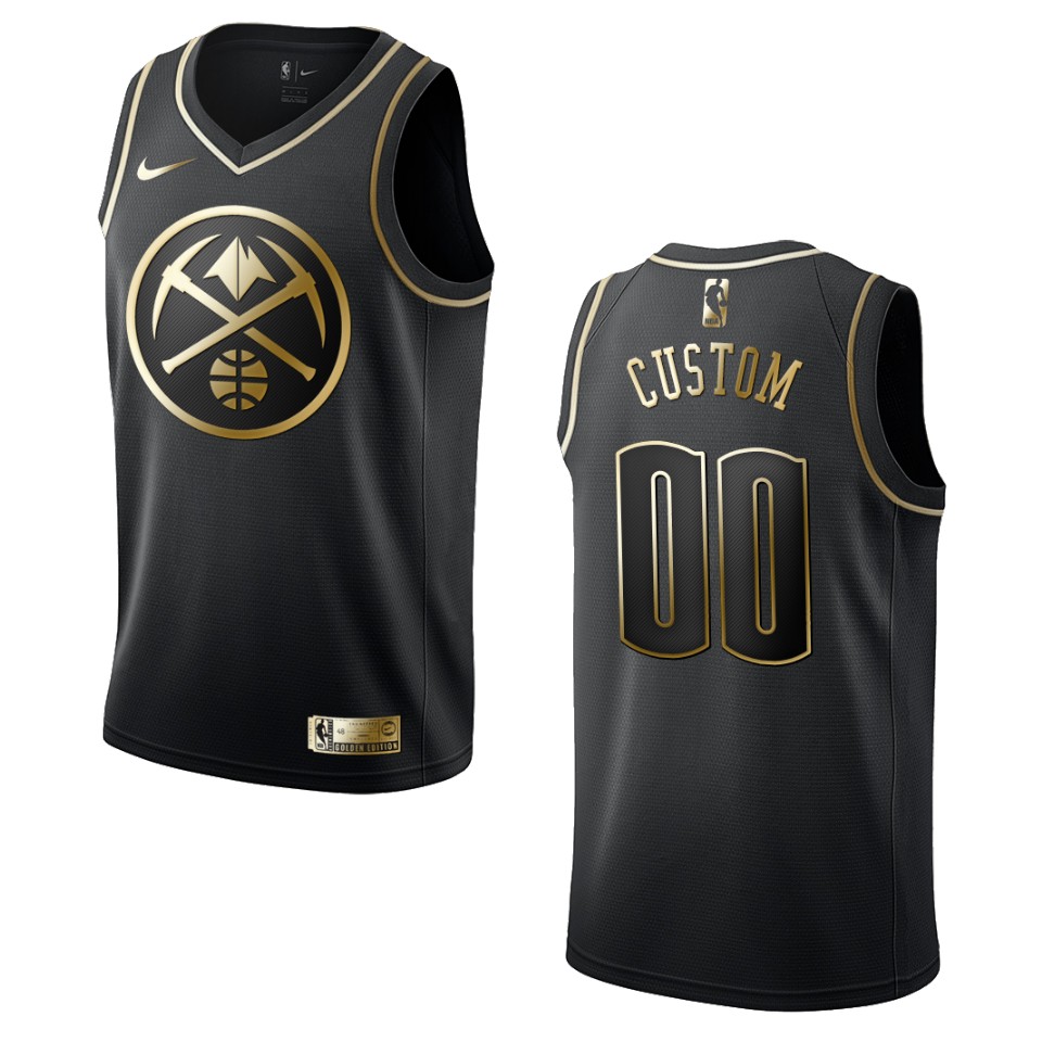 Nuggets Black Gold Custom Jersey - Nike Nuggets Black & Gold Custom