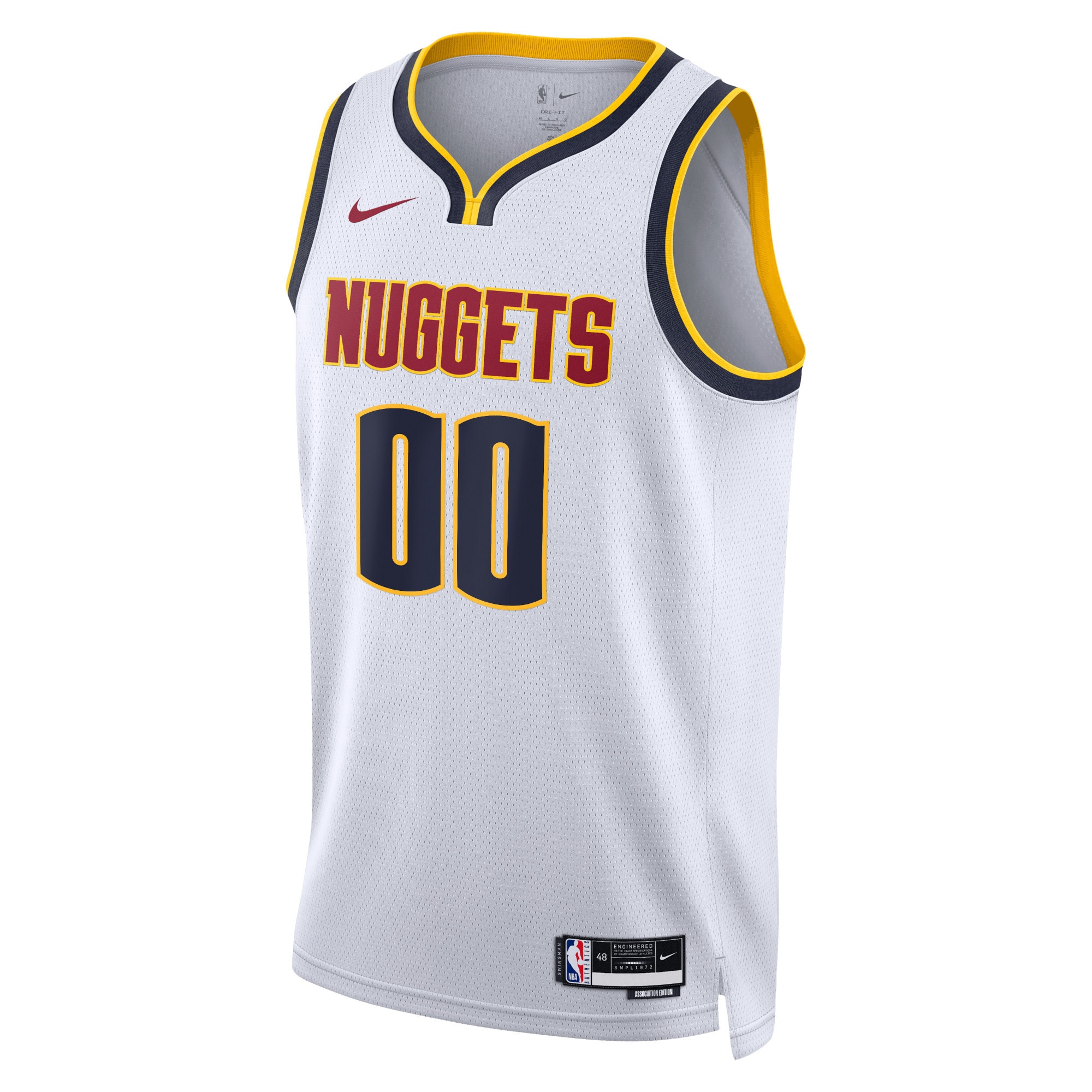 Alternative view of Nuggets White Custom Jersey - Nike Nuggets White Association Jersey