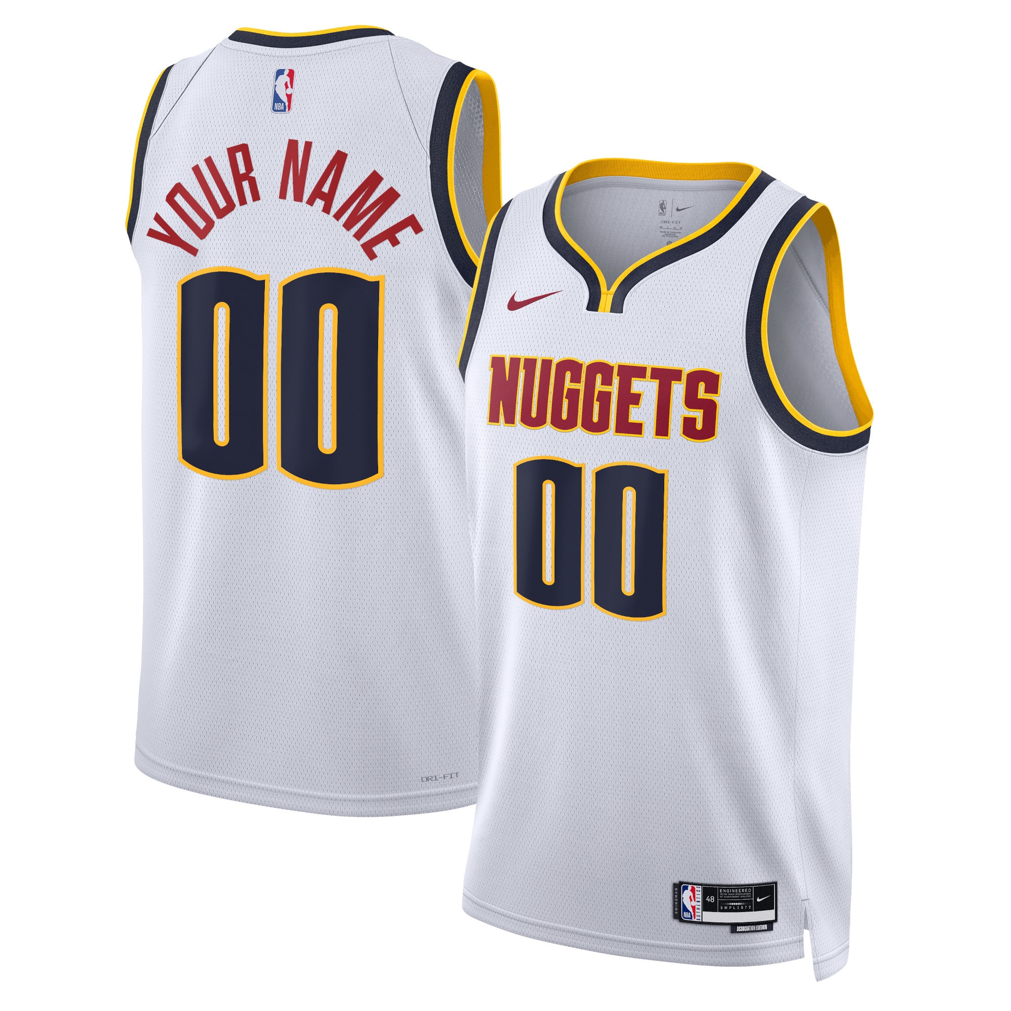 Nuggets White Custom Jersey - Nike Nuggets White Association Jersey