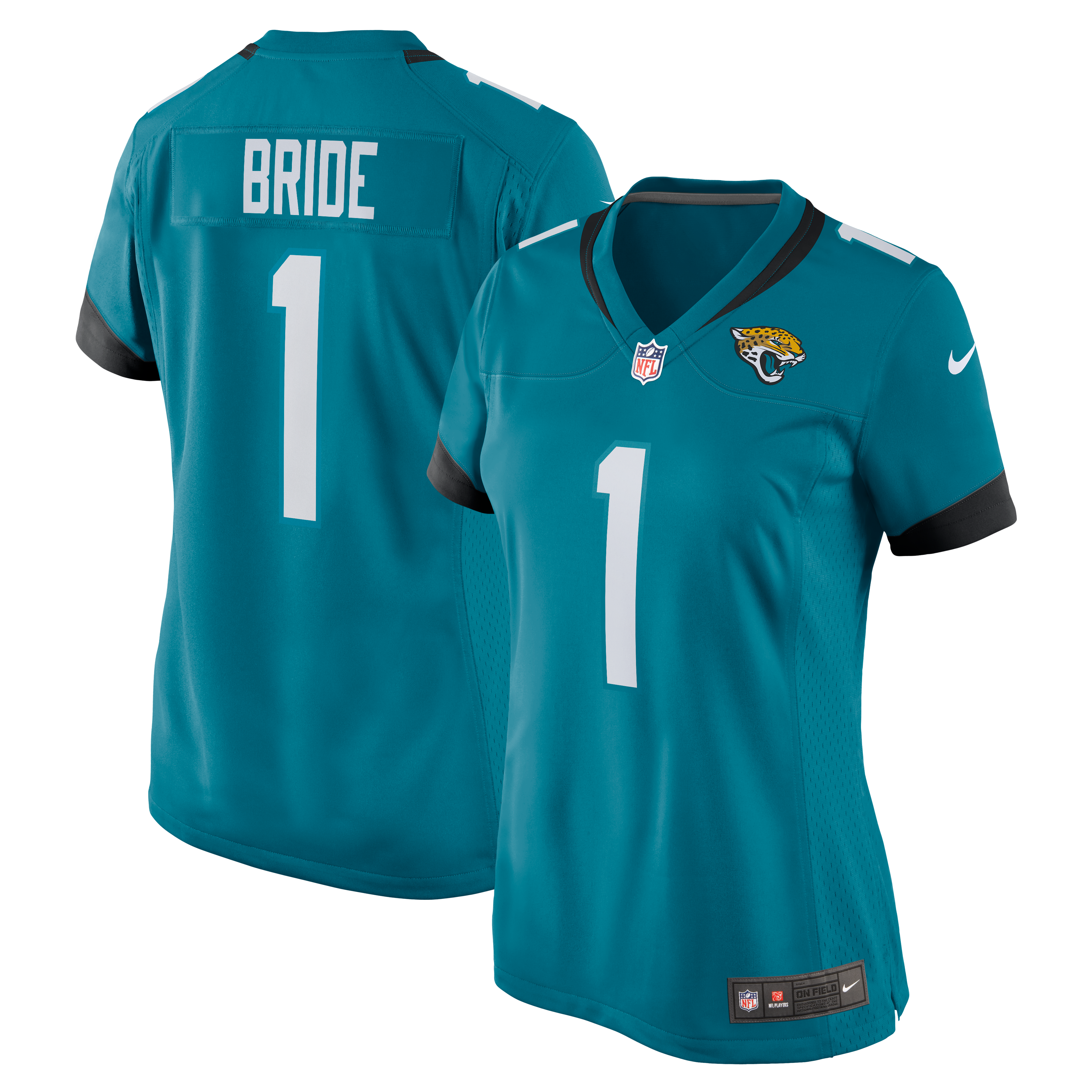 Number 1 Bride Jacksonville Jaguars Women's Game Jersey - Teal