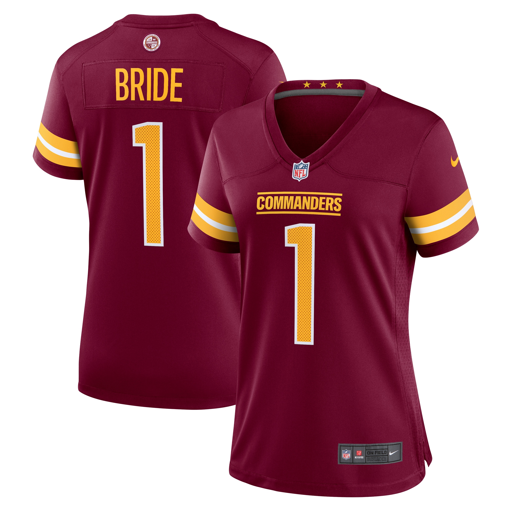 Number 1 Bride Washington Commanders Women's Game Jersey - Burgundy