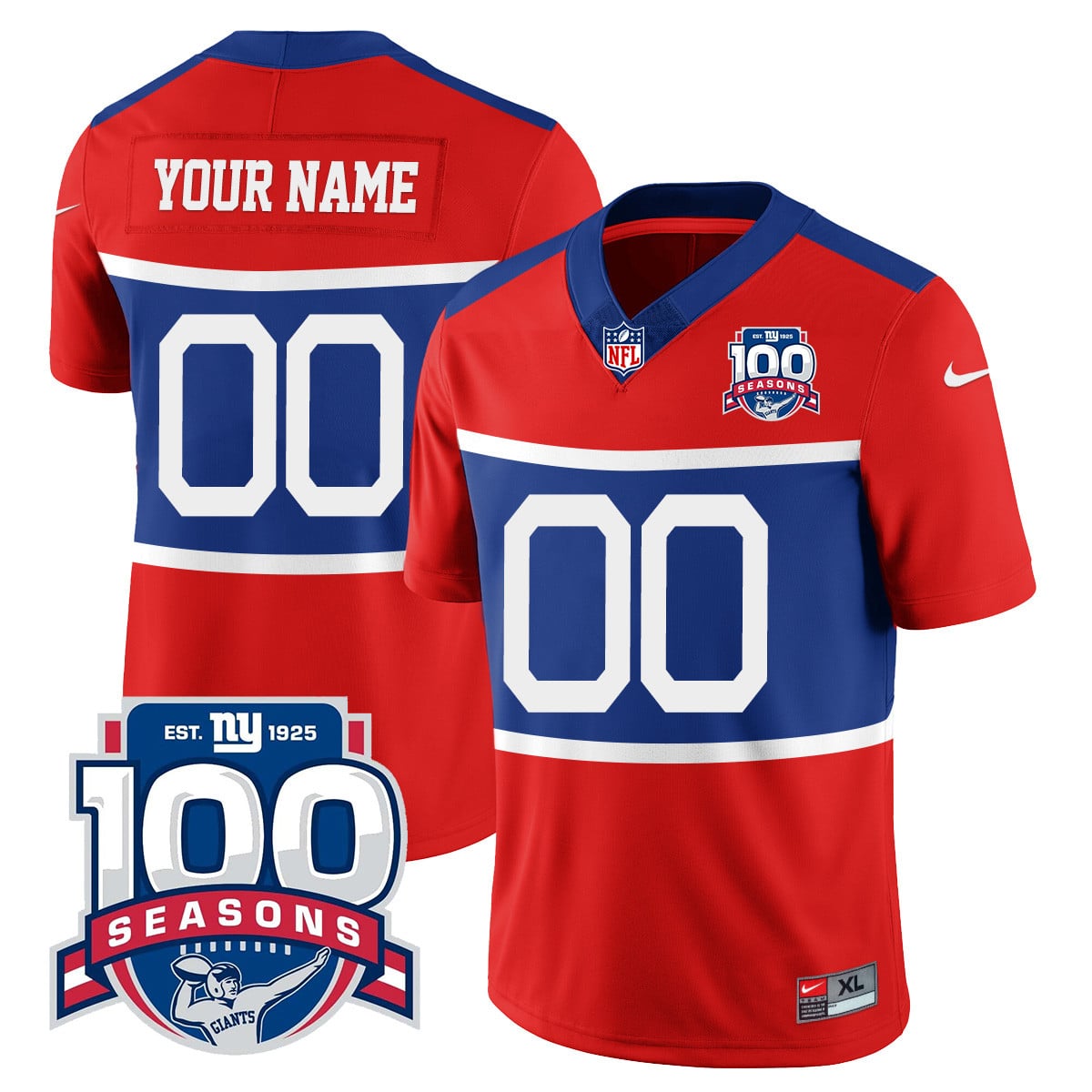 Alternative view of ny Giants Black Gold Jersey - NY Giants 100 Seasons Black & Gold