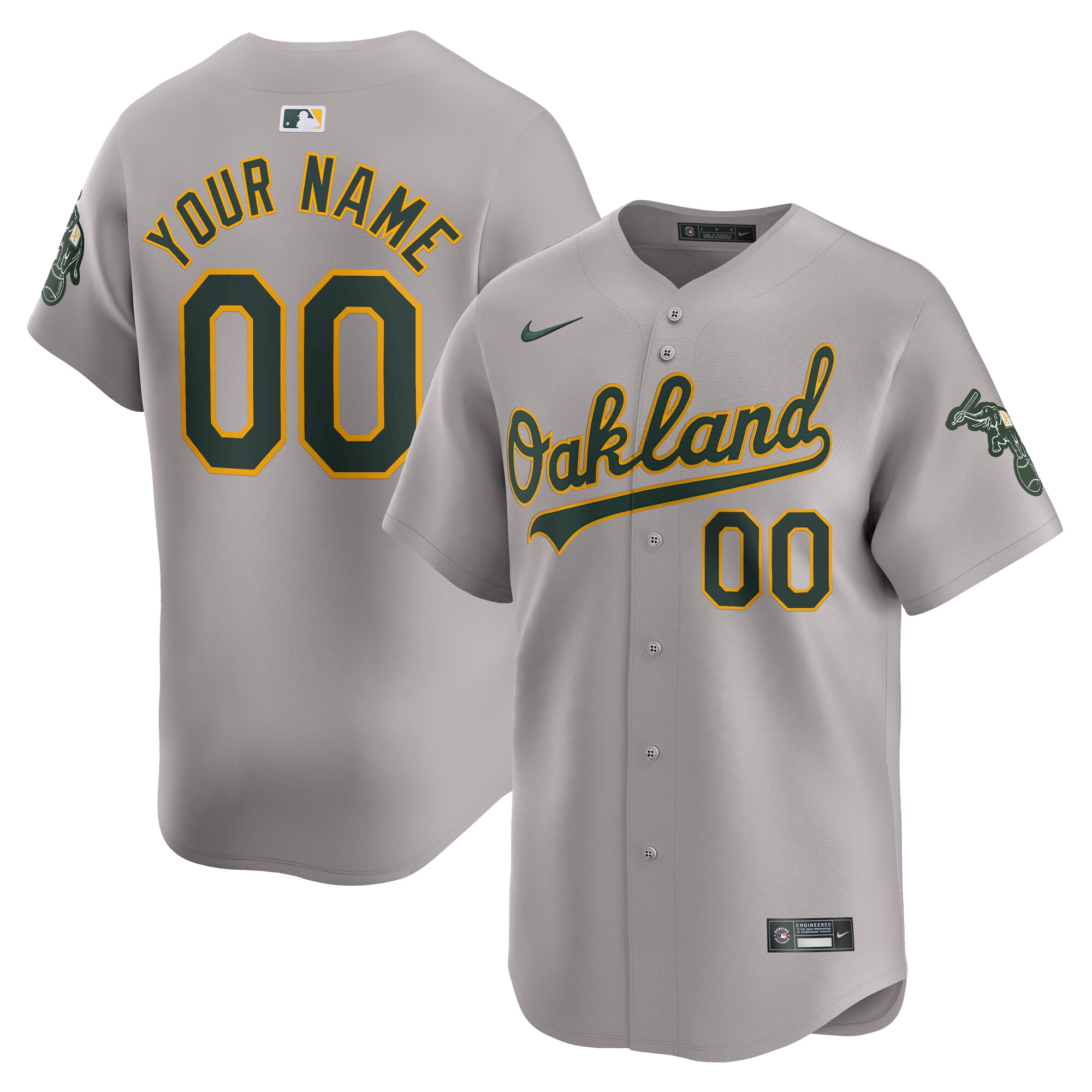 Oakland A’s Grey Jersey - Nike Oakland A’s Grey Custom Baseball Jersey