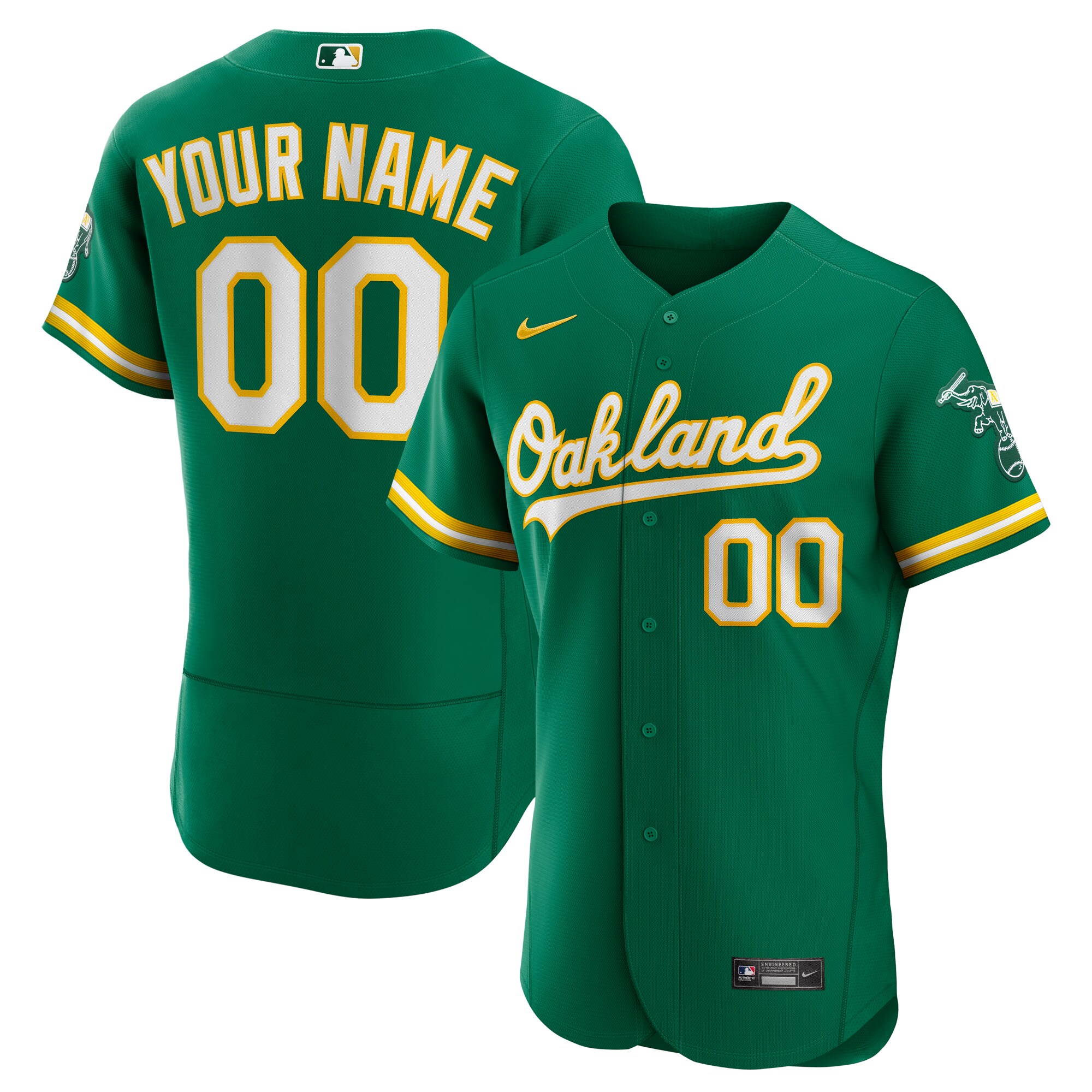Alternative view of Oakland Athletics Green Custom Jersey - Nike - Personalized MLB