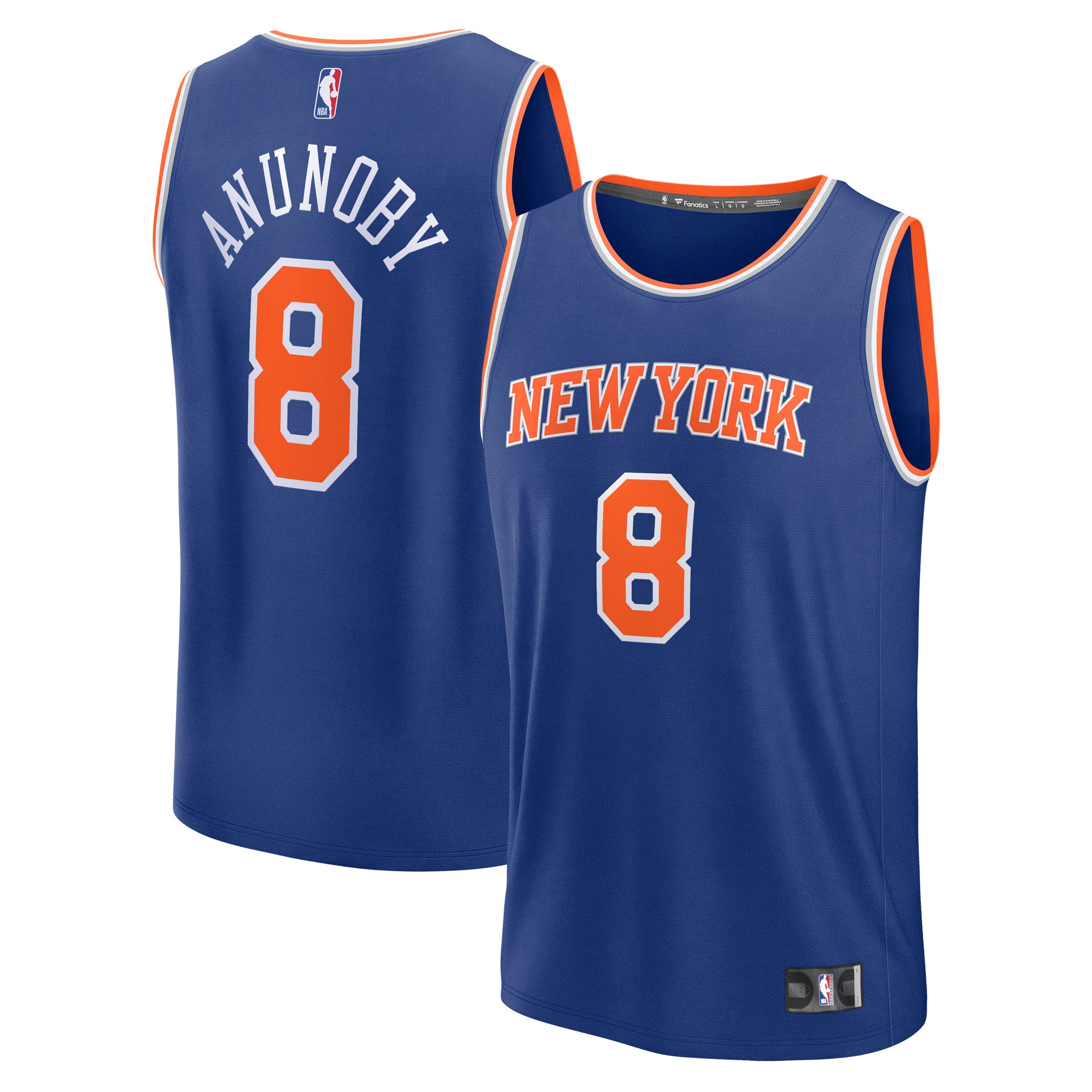 OG Anunoby New York Knicks Fanatics Youth Fast Break Player Jersey - Blue - Icon Edition
