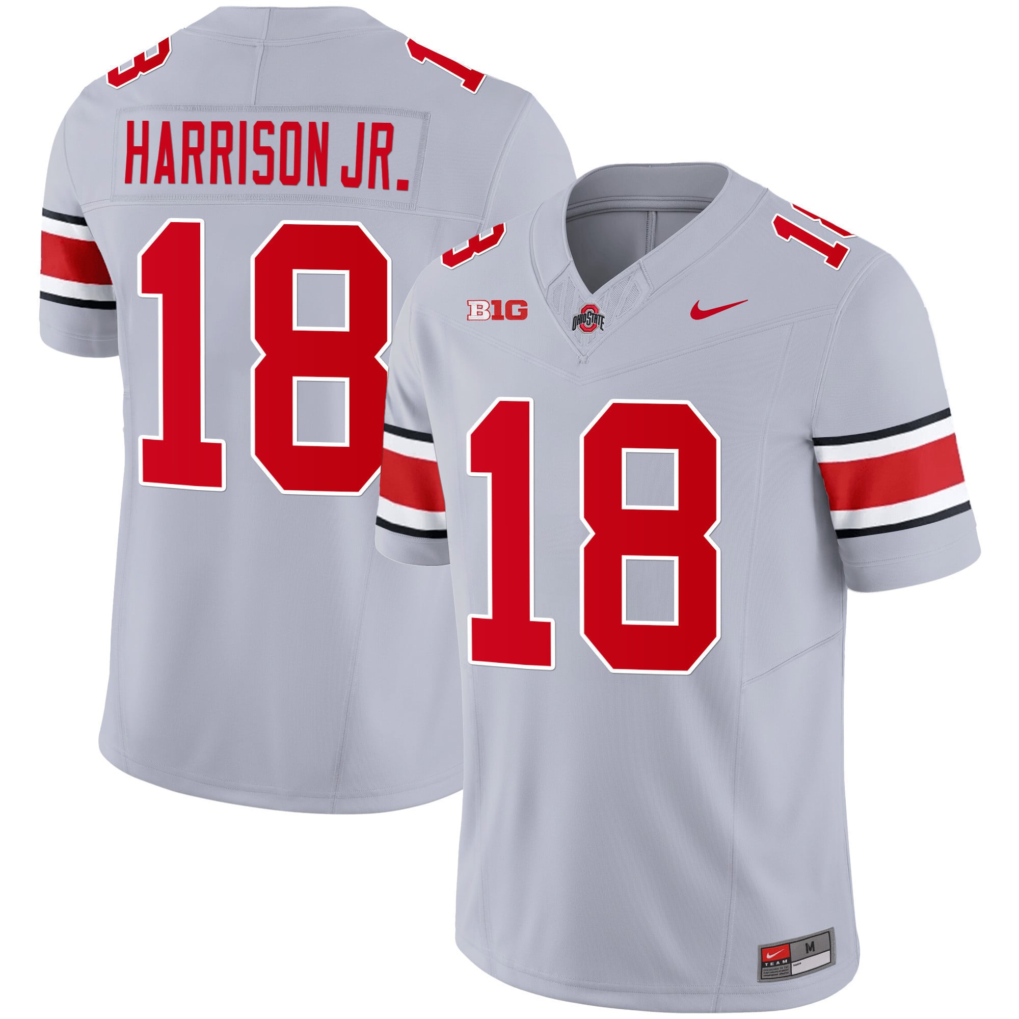 Ohio State #18 Jersey - Nike Ohio State Harrison Jr. #18 Grey Football