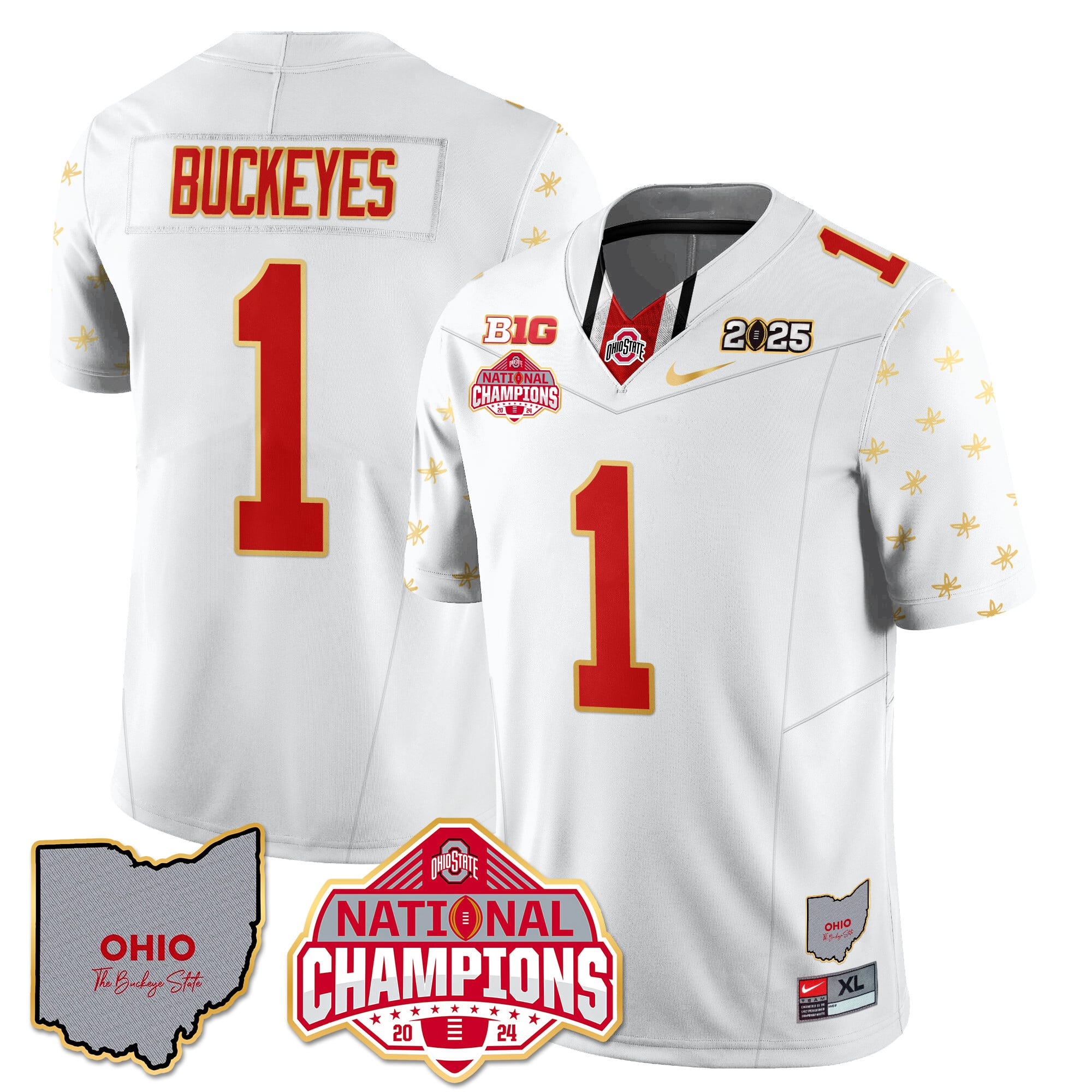 Ohio State Buckeyes #1 Jersey - Nike - White 2024 Champions