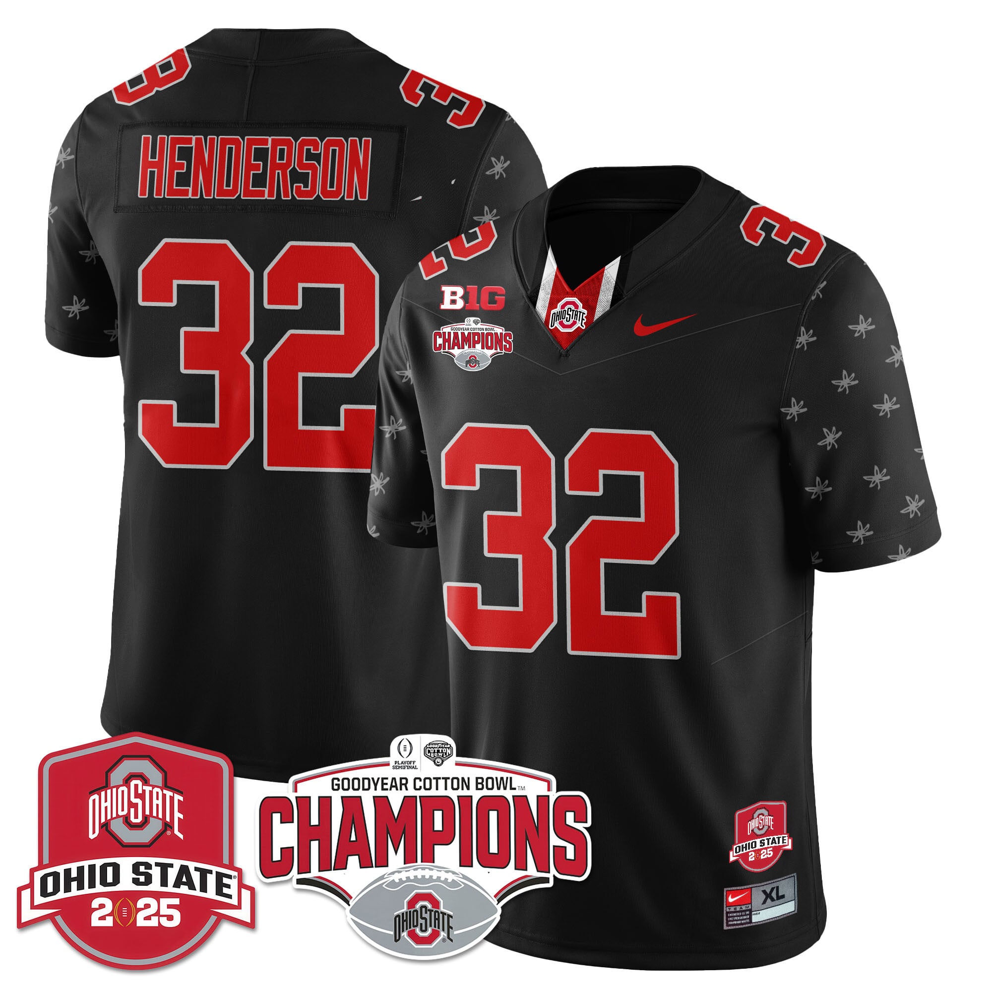 Ohio State Henderson #32 - Nike Black Jersey - Cotton Bowl Champs