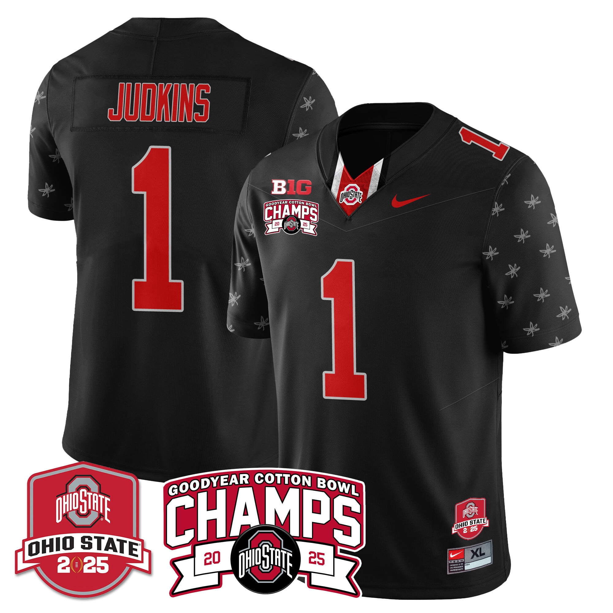 Alternative view of Ohio State Howard #18 Black Jersey - Nike - Cotton Bowl Champs