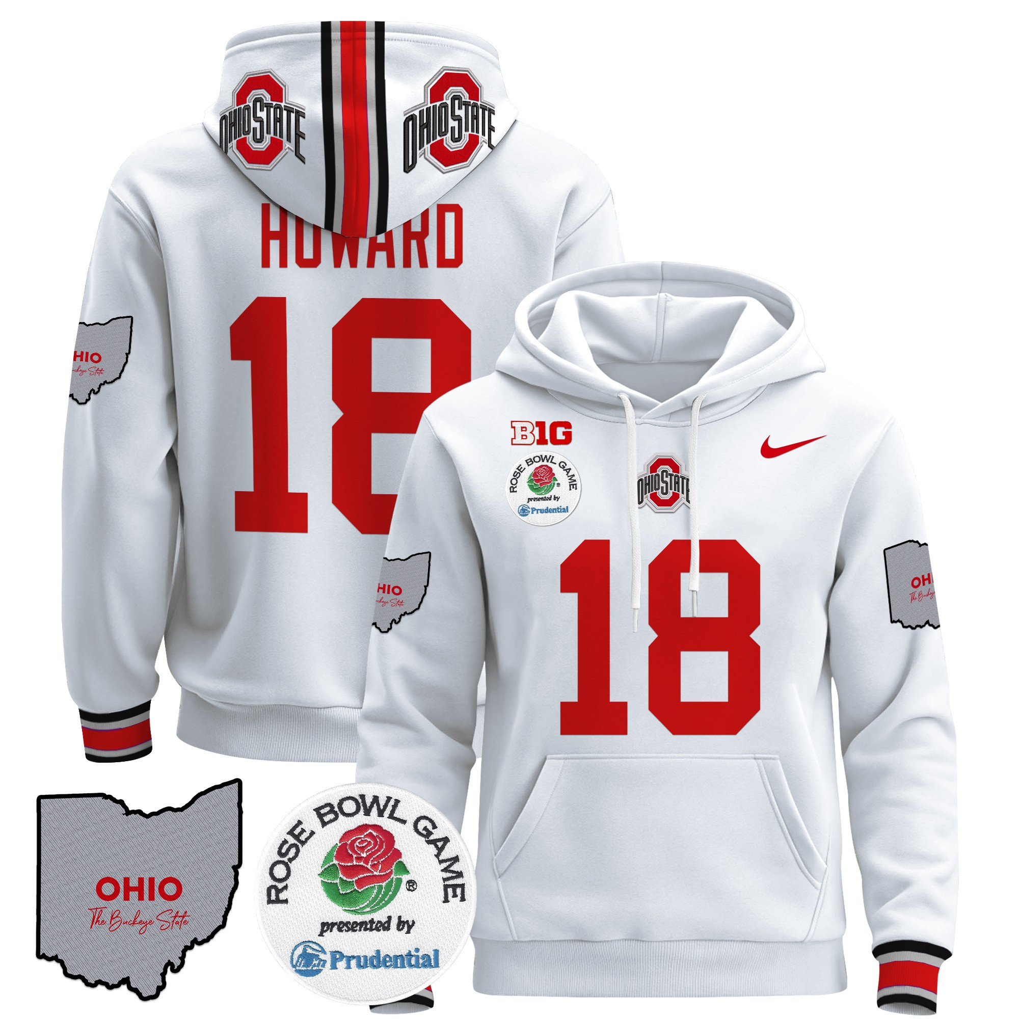 Ohio State Rose Bowl Hoodie - Nike Ohio State Rose Bowl White Hoodie