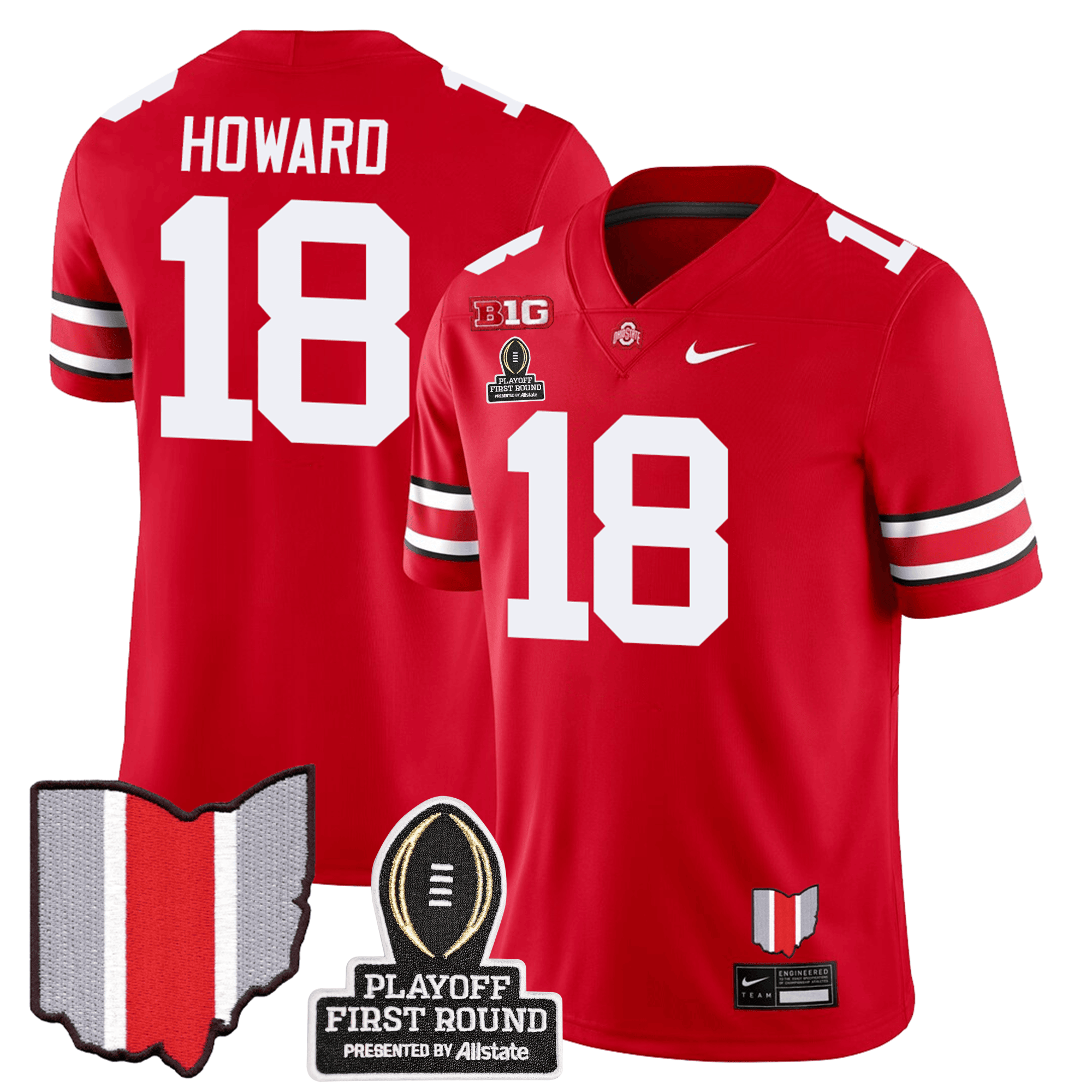 Alternative view of Ohio State Smith #4 Jersey - Nike - Scarlet Replica Edition
