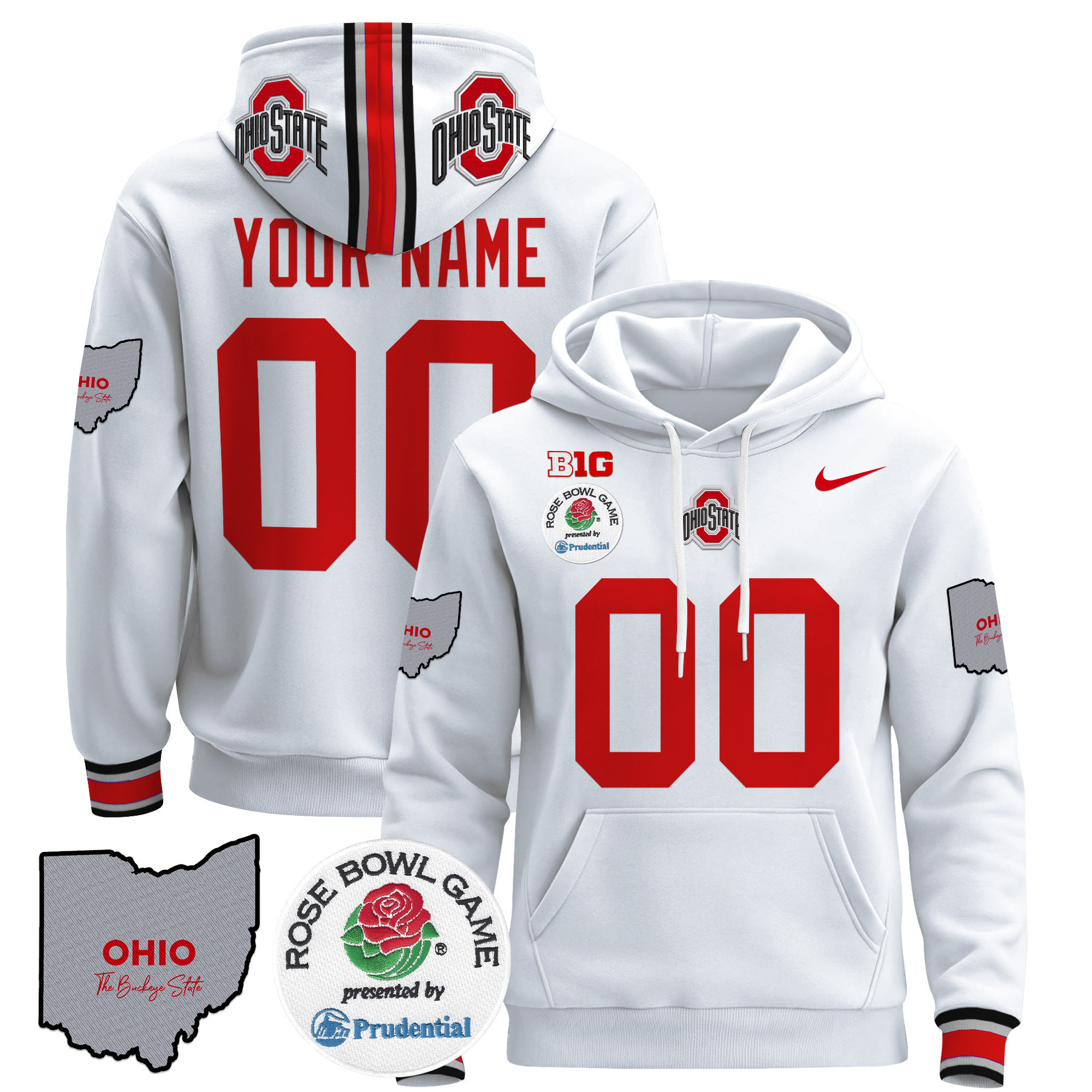 Ohio State White Hoodie - Nike Ohio State Rose Bowl White Hoodie