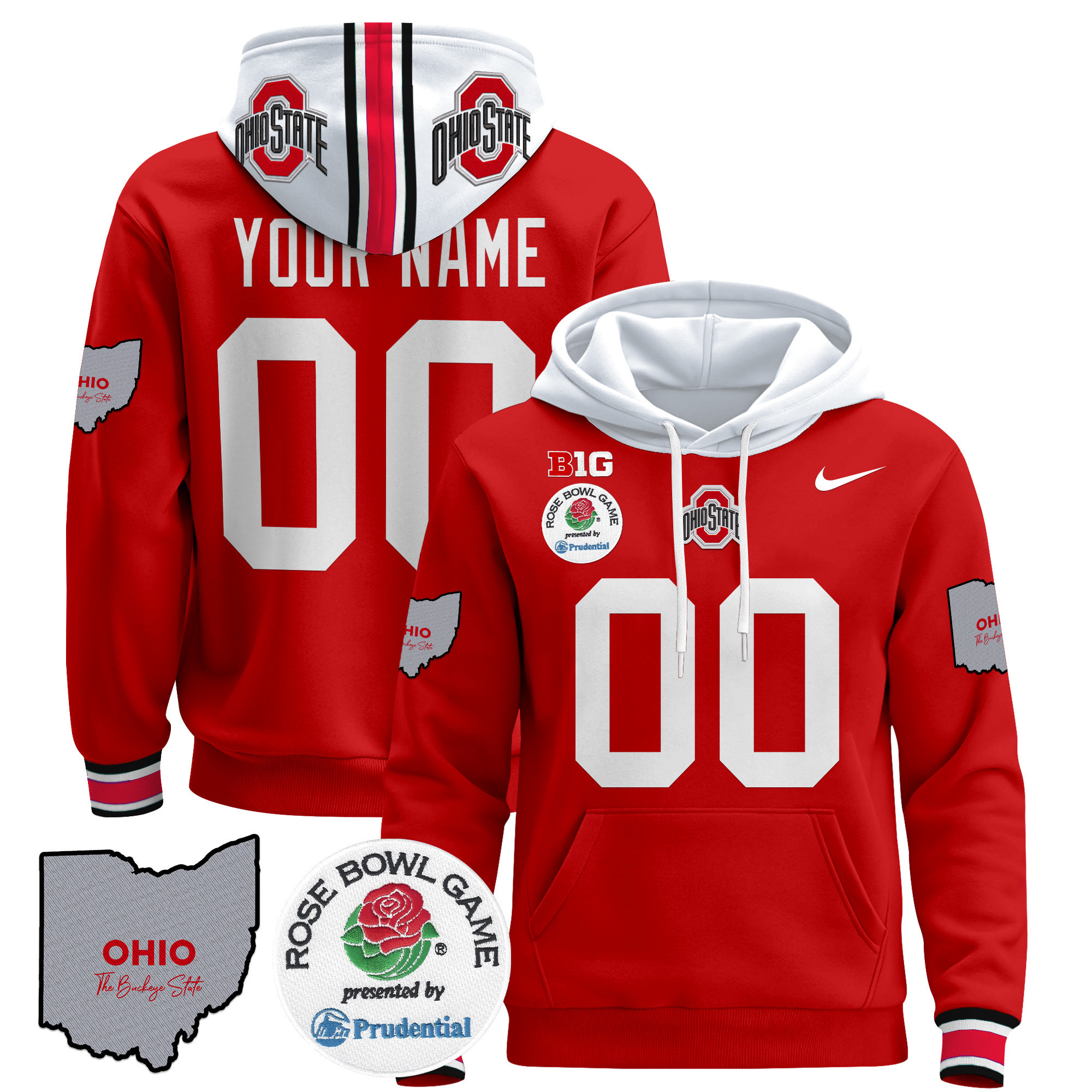 Alternative view of Ohio State White Hoodie - Nike Ohio State Rose Bowl White Hoodie