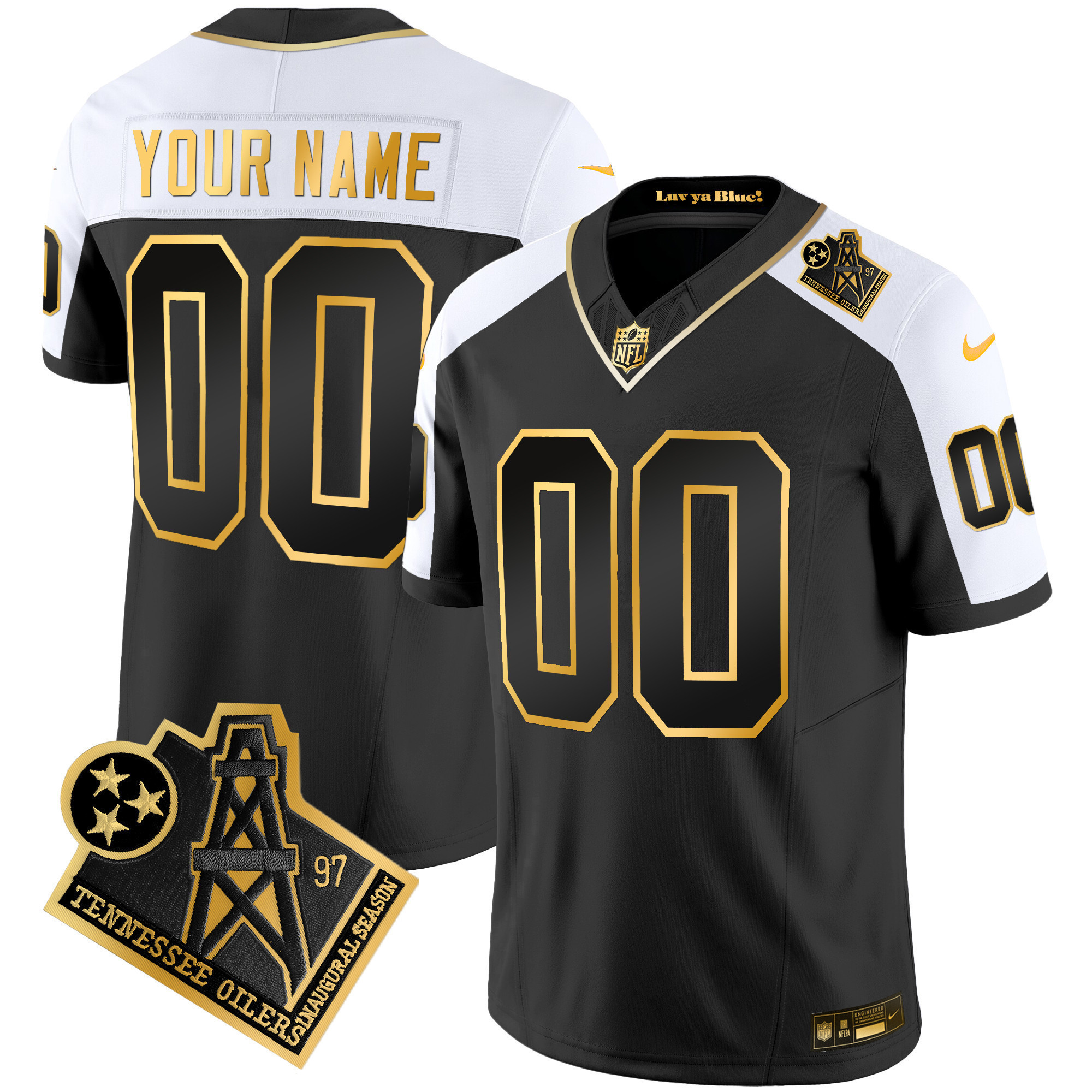 Oilers Black Inaugural Jersey - Nike Tennessee - Personalized
