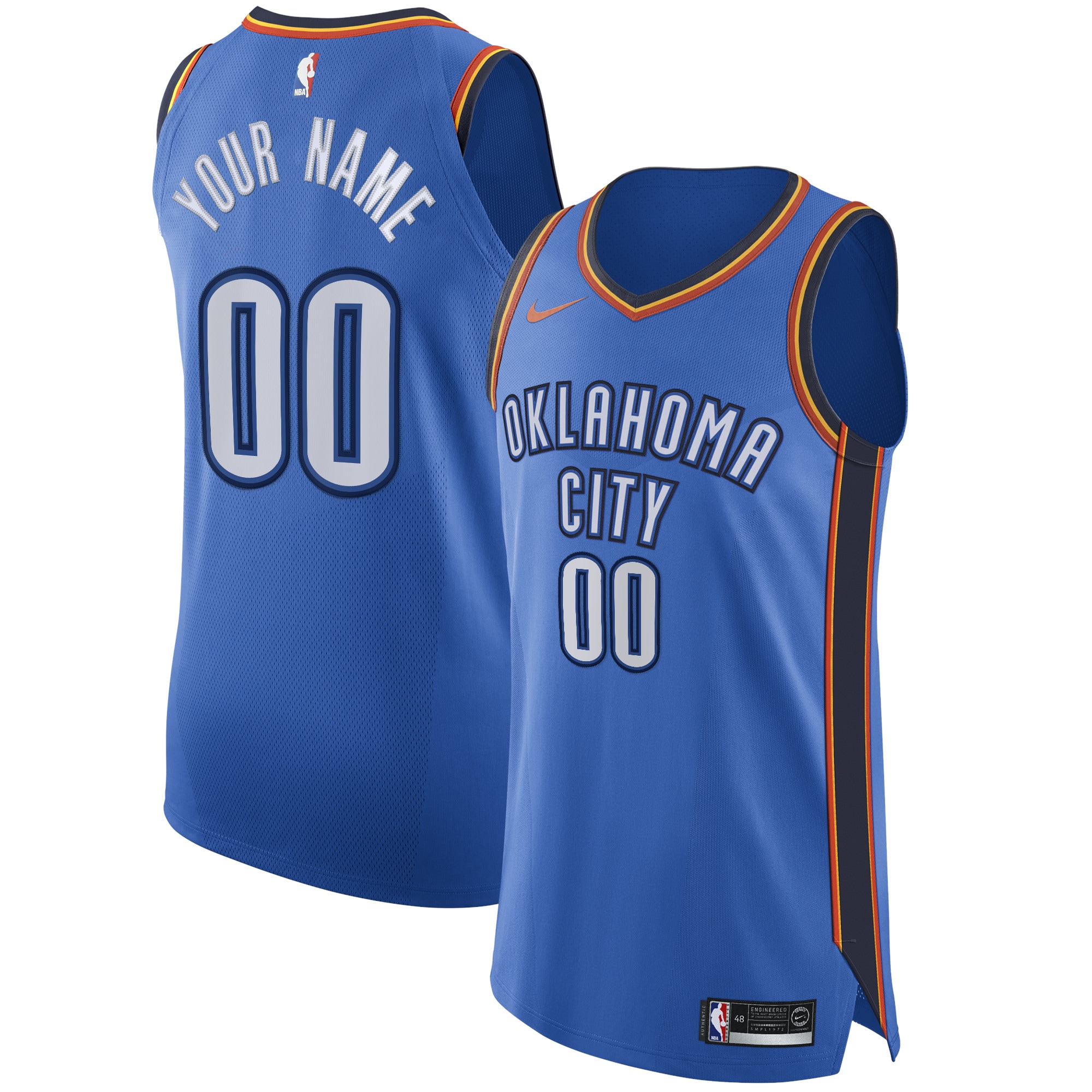 Oklahoma City Thunder Custom Jersey Blue - Icon Edition