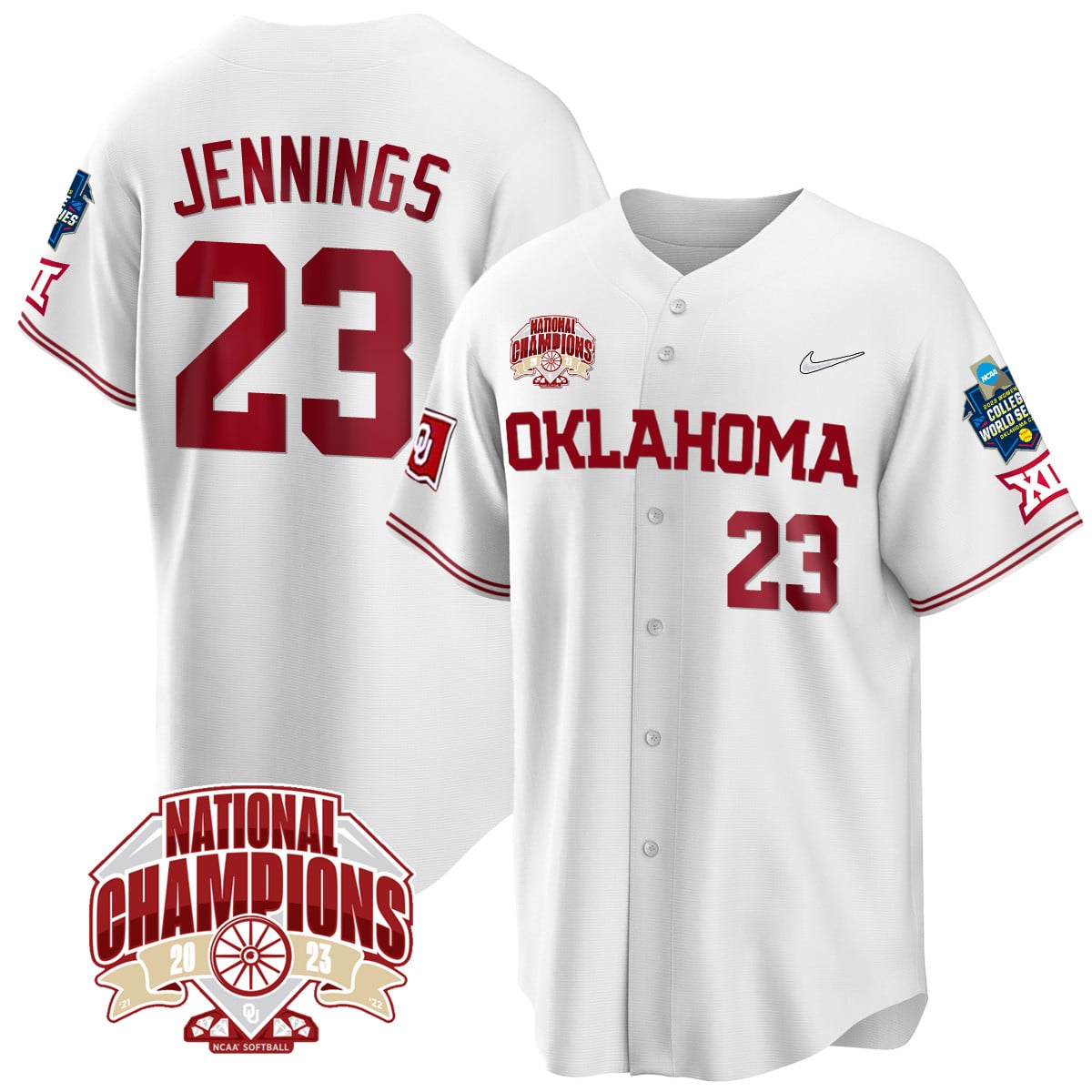 Alternative view of Oklahoma Hansen #9 Jersey - NCAA Champions White